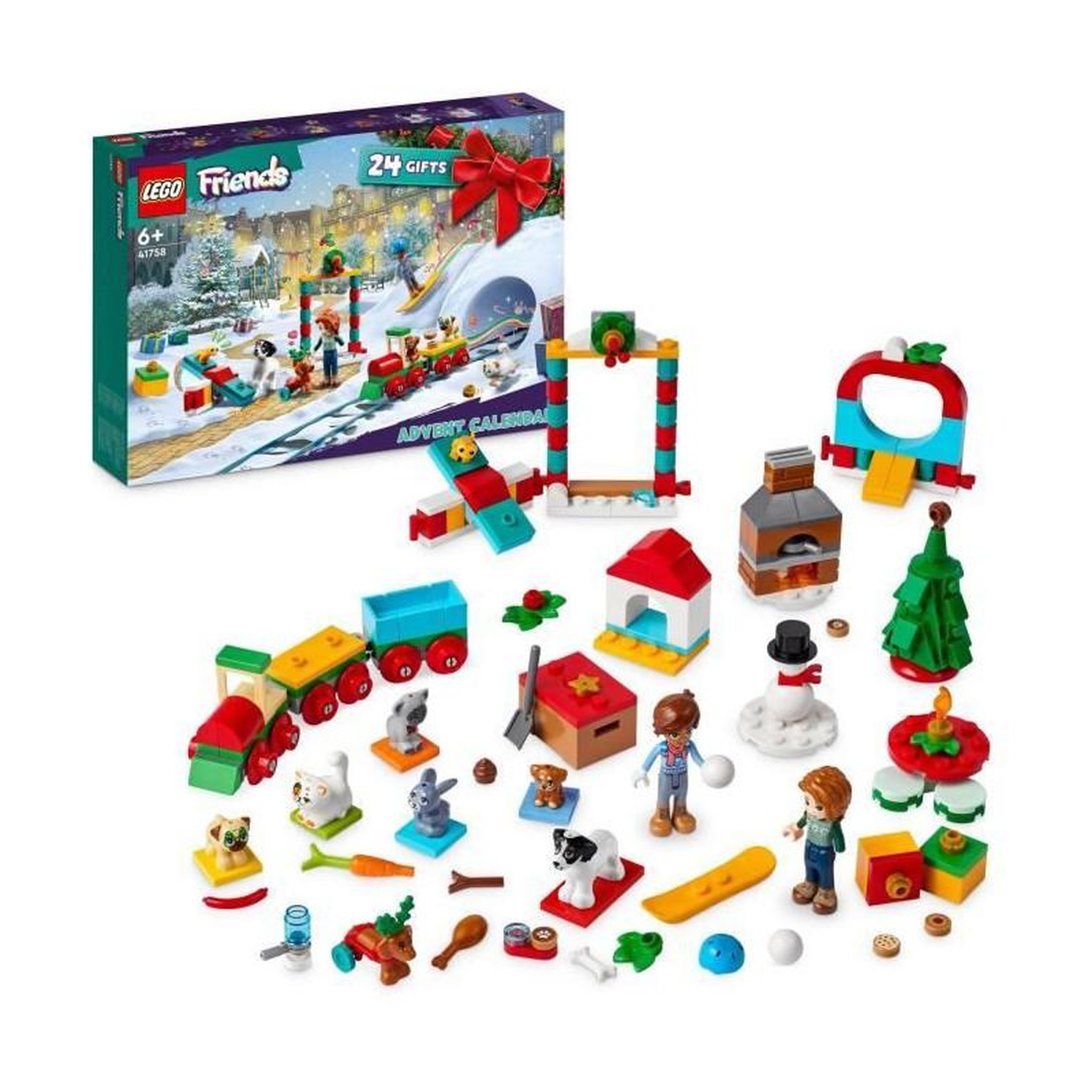 LEGO LEGO Friends 41758 Le Calendrier de l'Avent 2023, avec 24 Cadeaux dont 8 Figurines d'Animaux, 2 Mini-Poupées, Cadeau Noël