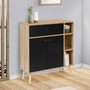 Voir la diapositive 6 : ID MARKET Meuble de rangement EMMIE scandinave bois et noir avec placard et tiroir