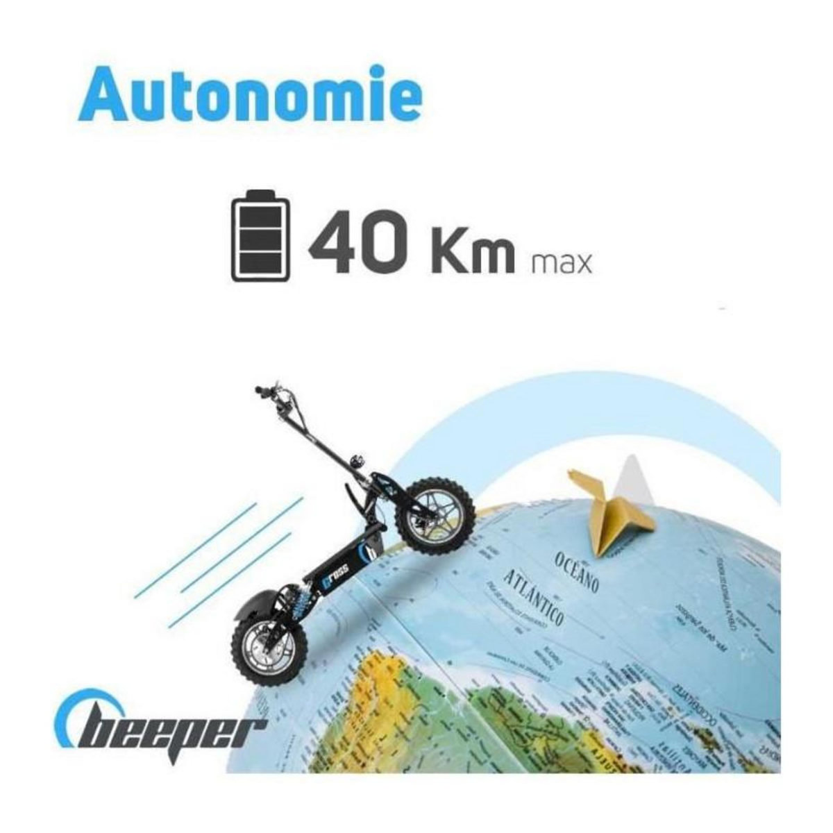 BEEPER Trottinette Electrique Cross FX1600-S - BEEPER - 14 - 1600W - Noir