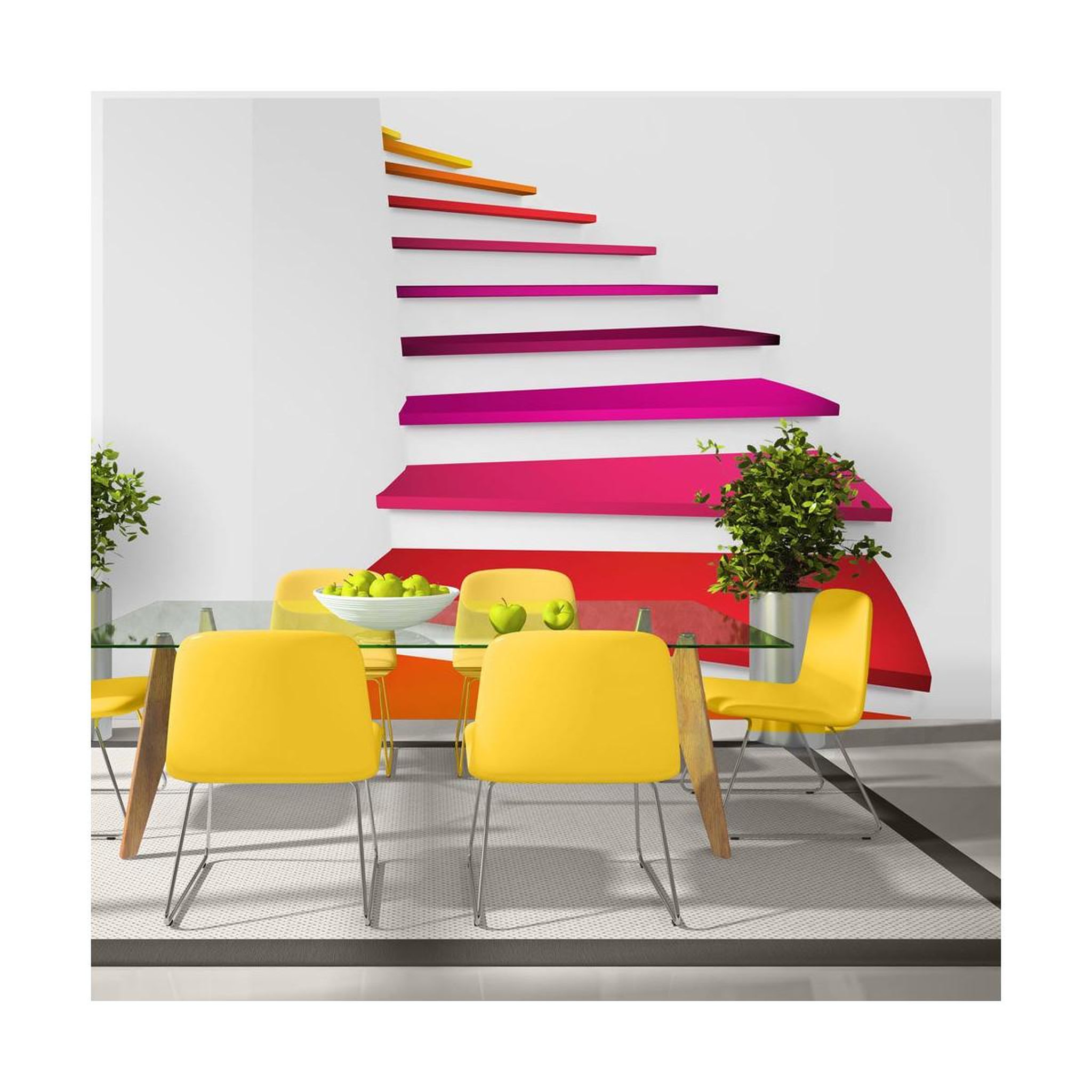 Paris Prix Papier peint  colorful stairs. Coloris disponibles : Multicolore