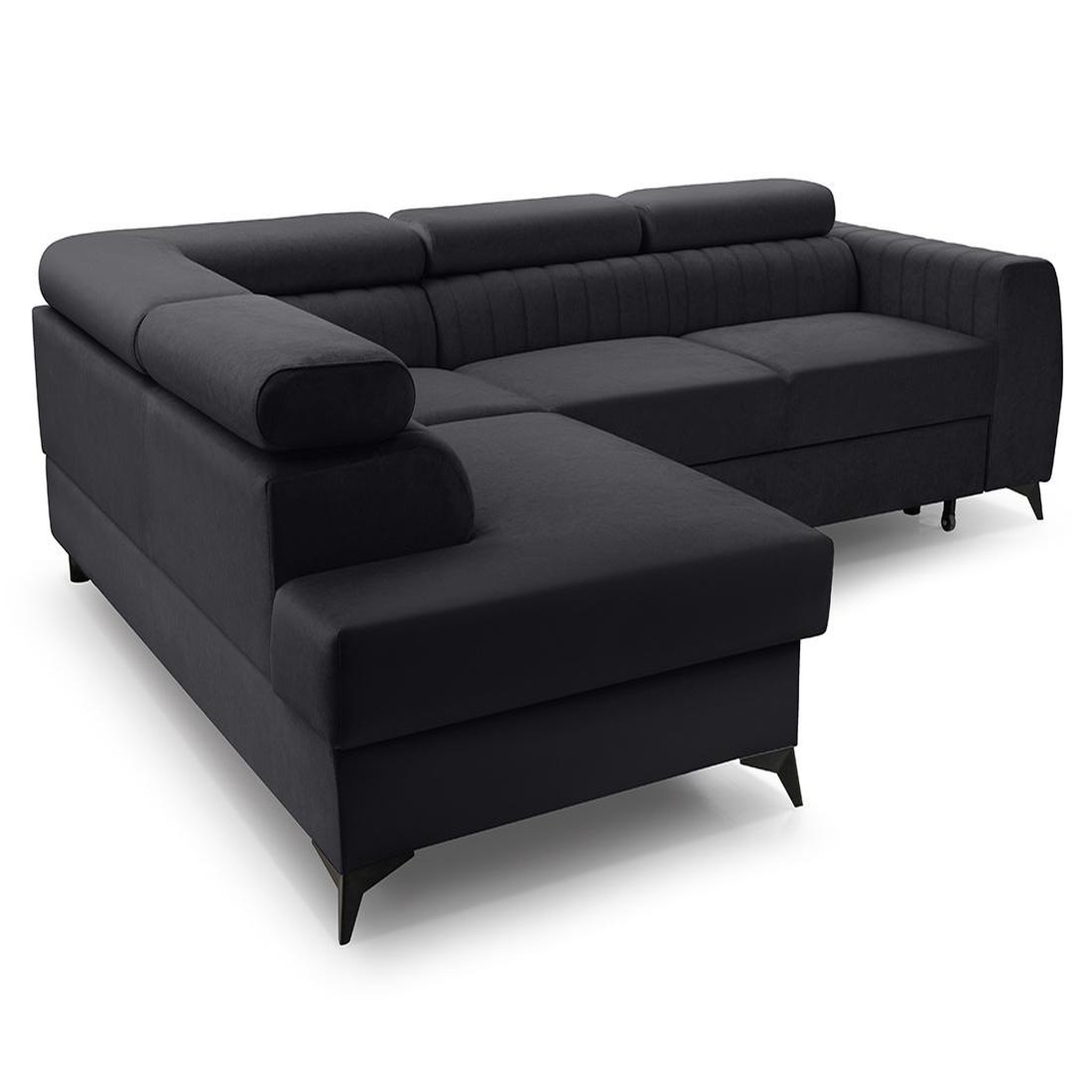 Voir la diapositive 6 : BEST MOBILIER Aneta - canapé d'angle gauche 5 places - convertible avec coffre et têtières - en velours