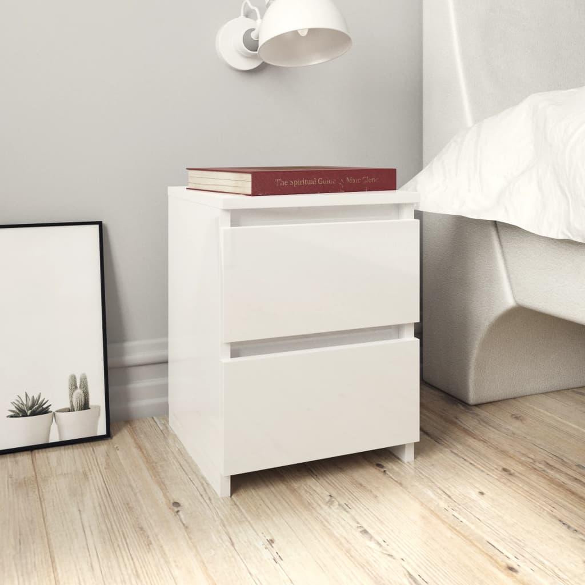 Voir la diapositive 1 : VIDAXL Tables de chevet 2 pcs Blanc brillant Bois d'ingenierie