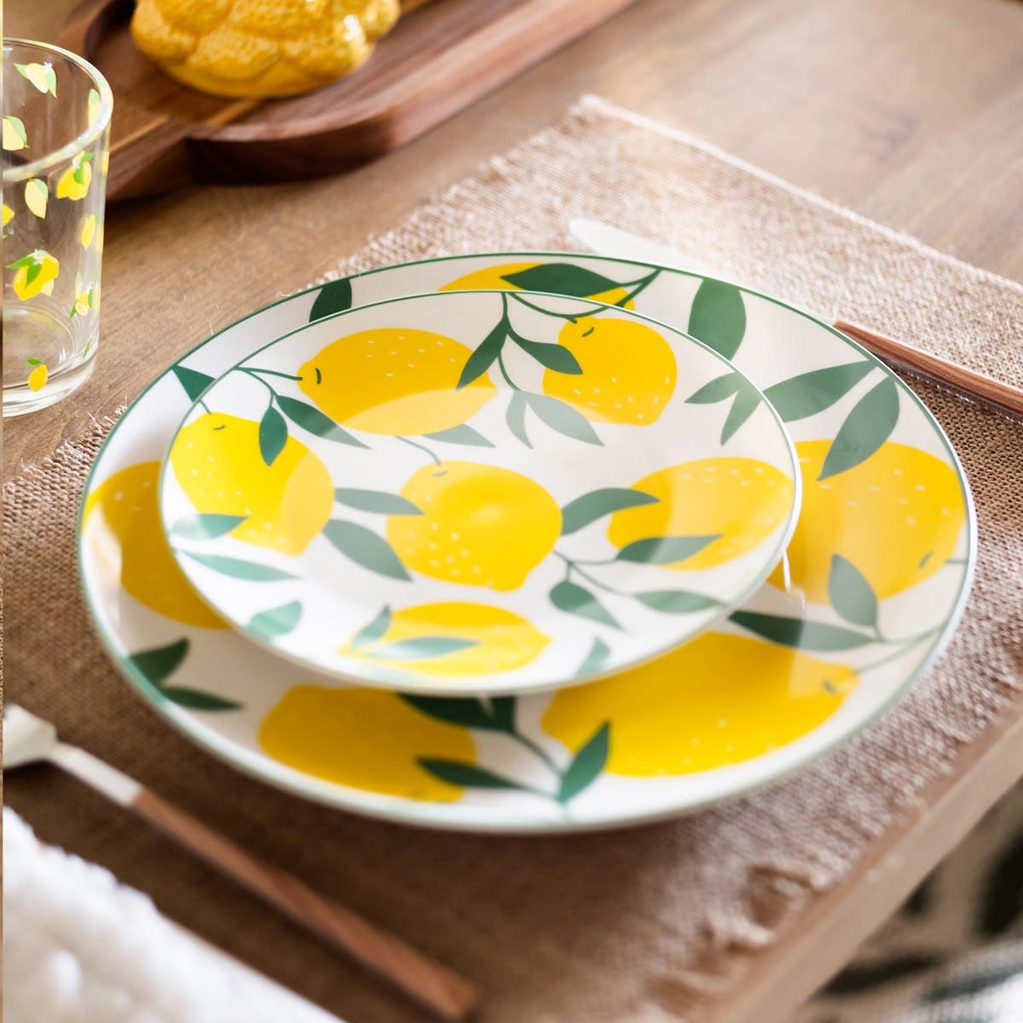 Voir la diapositive 3 : SECRET DE GOURMET Lot de 6 assiettes à dessert  citrons  19cm multicolore