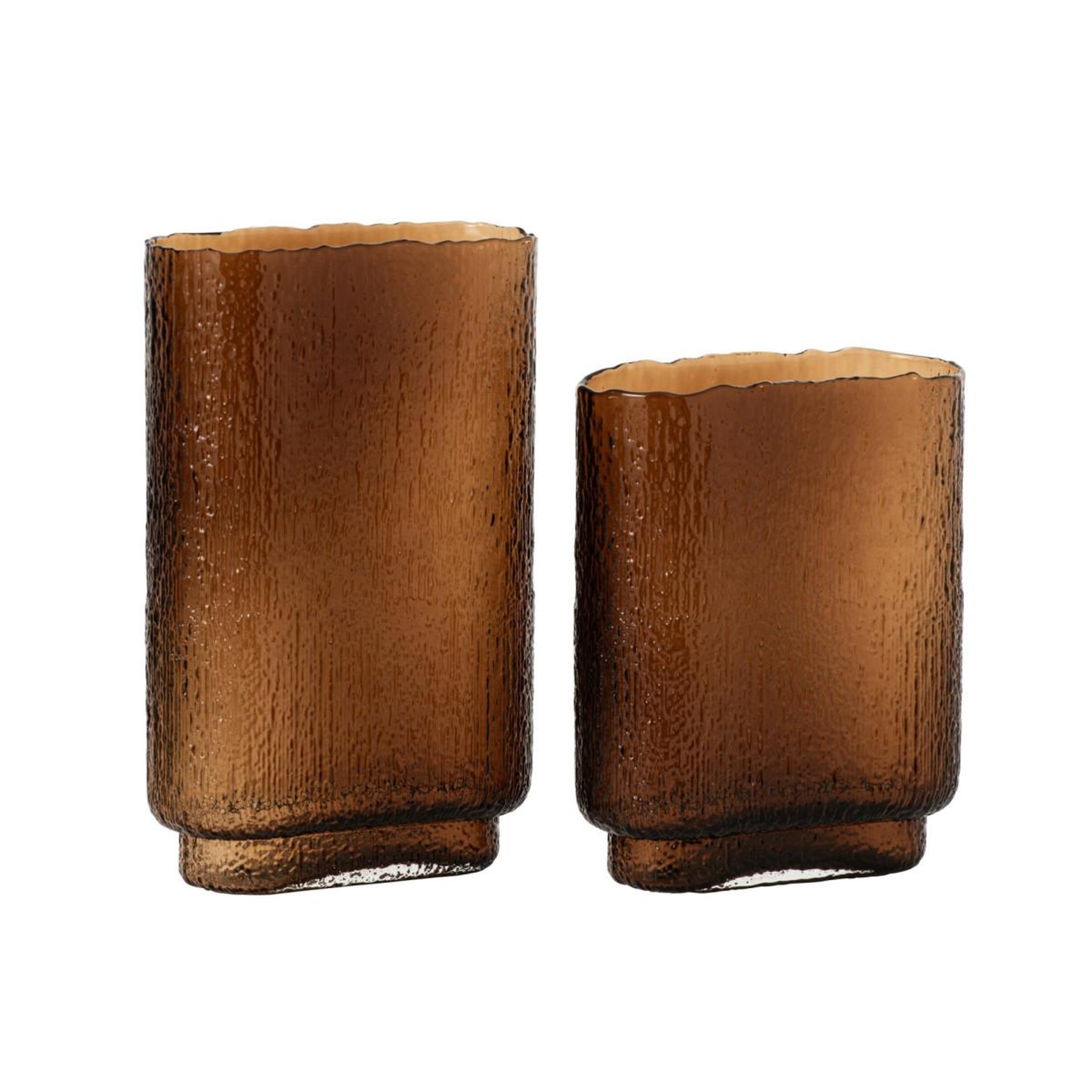 Voir la diapositive 2 : J-LINE Vase design en verre  kyoto  31cm marron