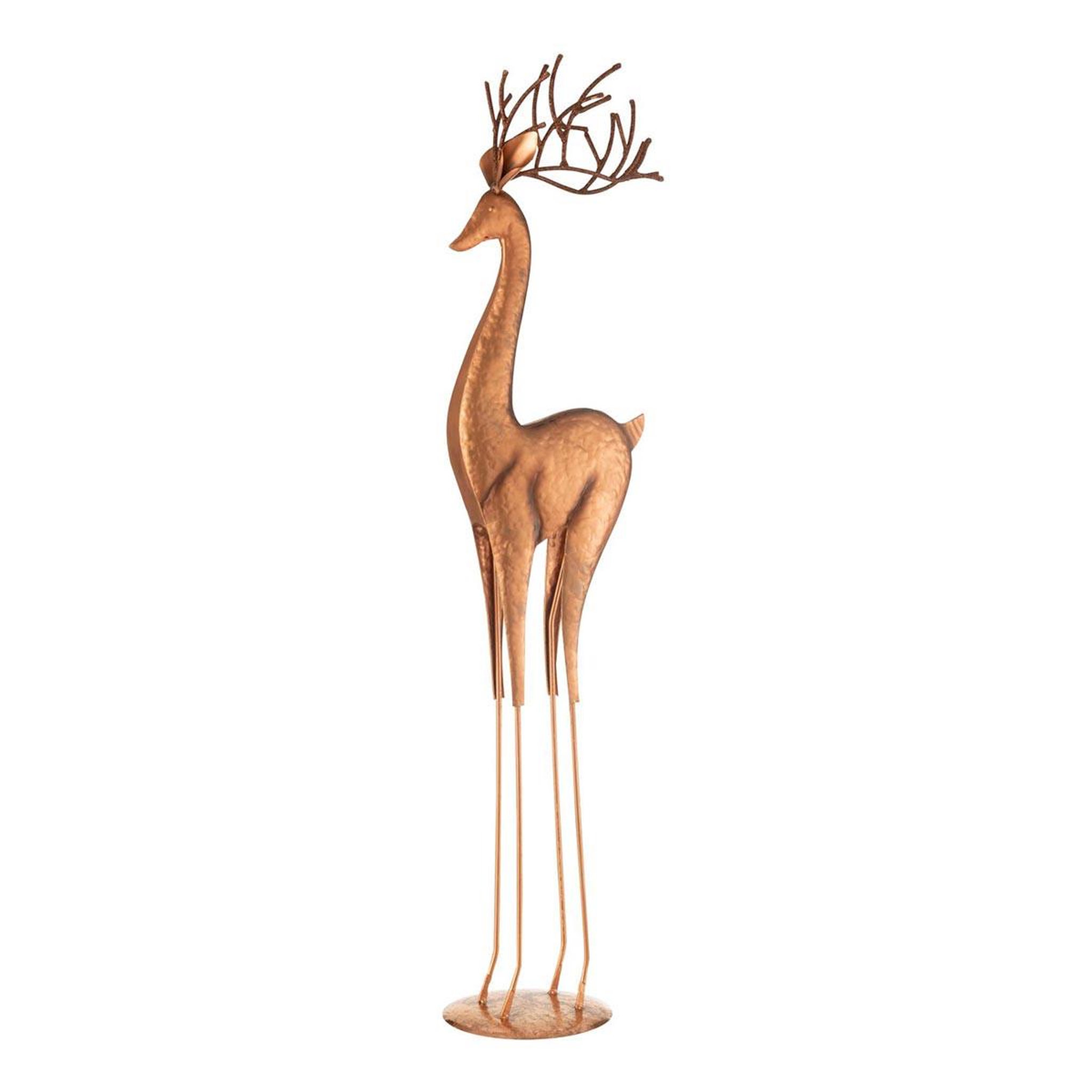 J-LINE Statue renne en métal  valentin  92cm cuivre