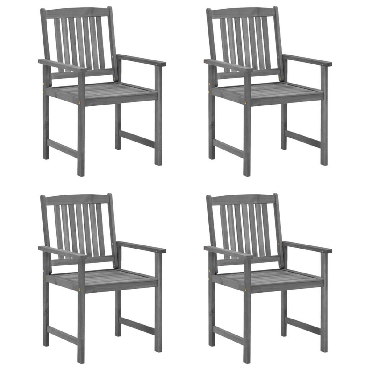 VIDAXL Chaises de jardin et coussins lot de 4 Gris Bois acacia massif