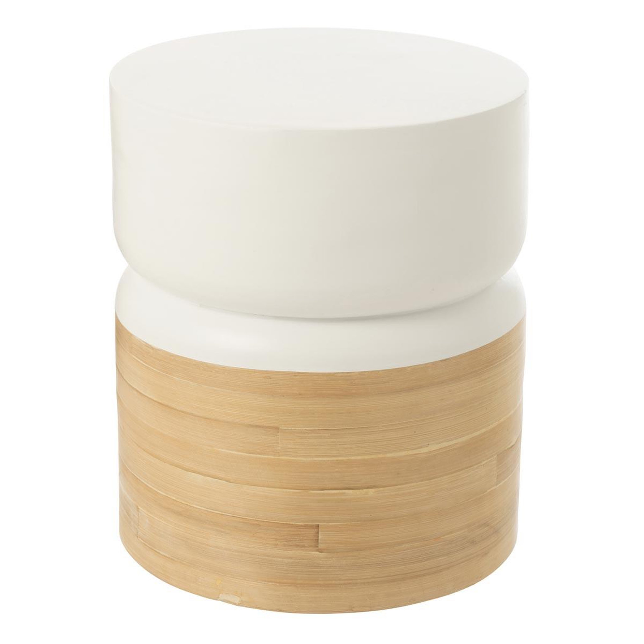 J-LINE Table d'Appoint en Bambou  Socorro  47cm Blanc & Naturel