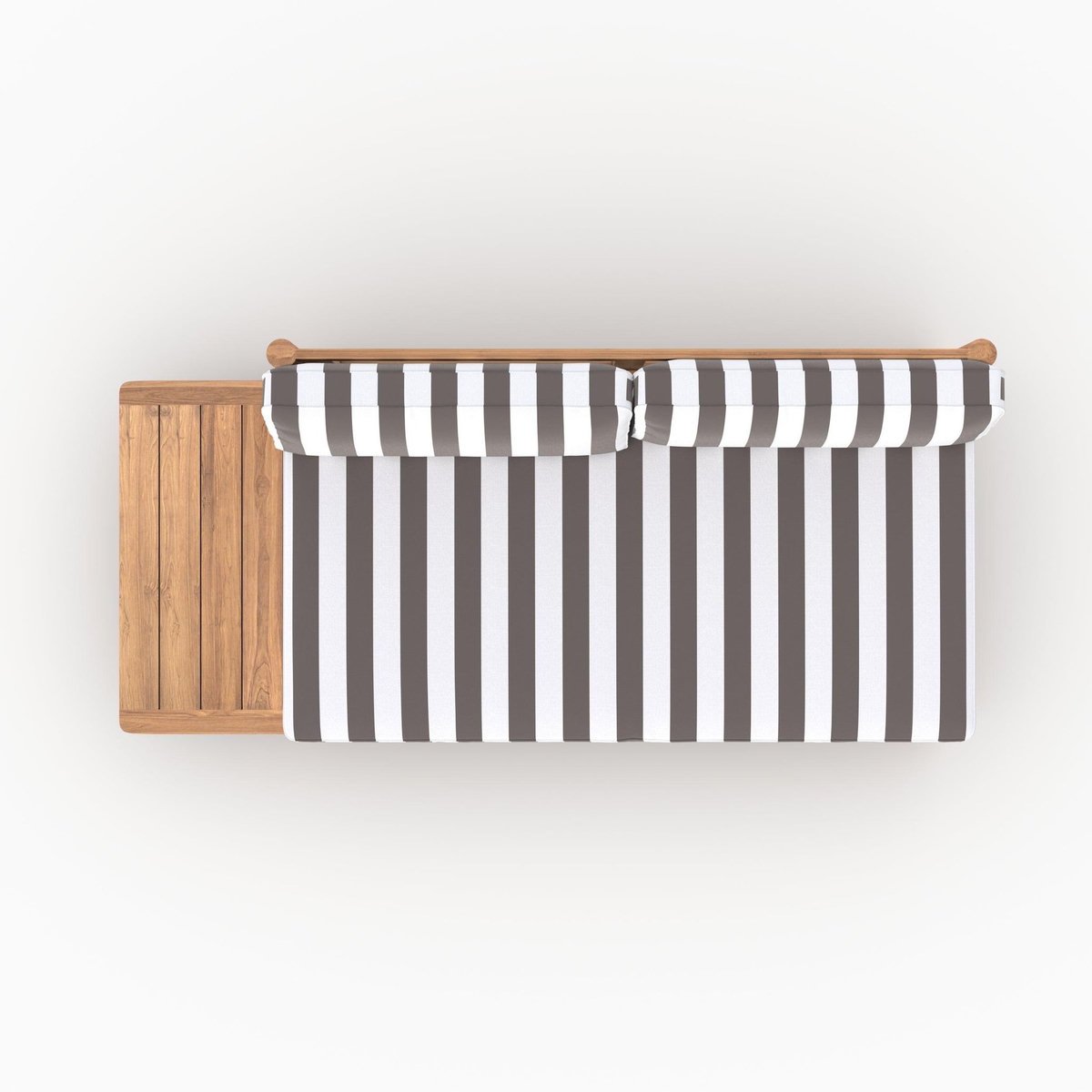 Rendez vous déco Canapé de jardin en teck massif et coussins rayés gris 2 places-Nadila