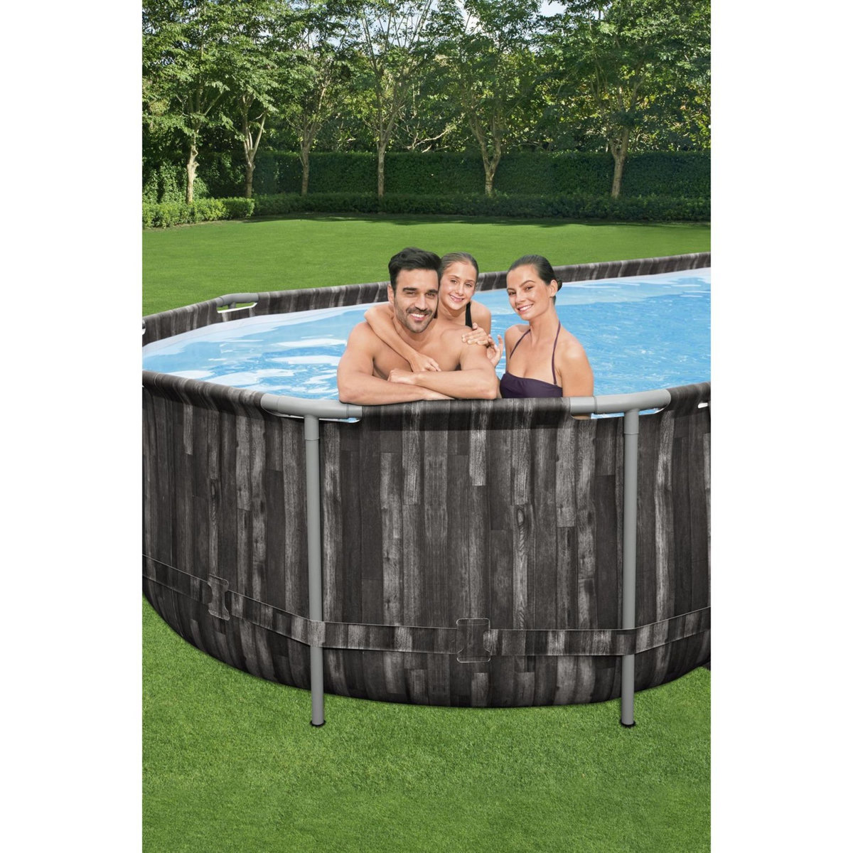 BESTWAY Piscine tubulaire ovale - Décor bois - 732x366x122cm - POWER STEEL™