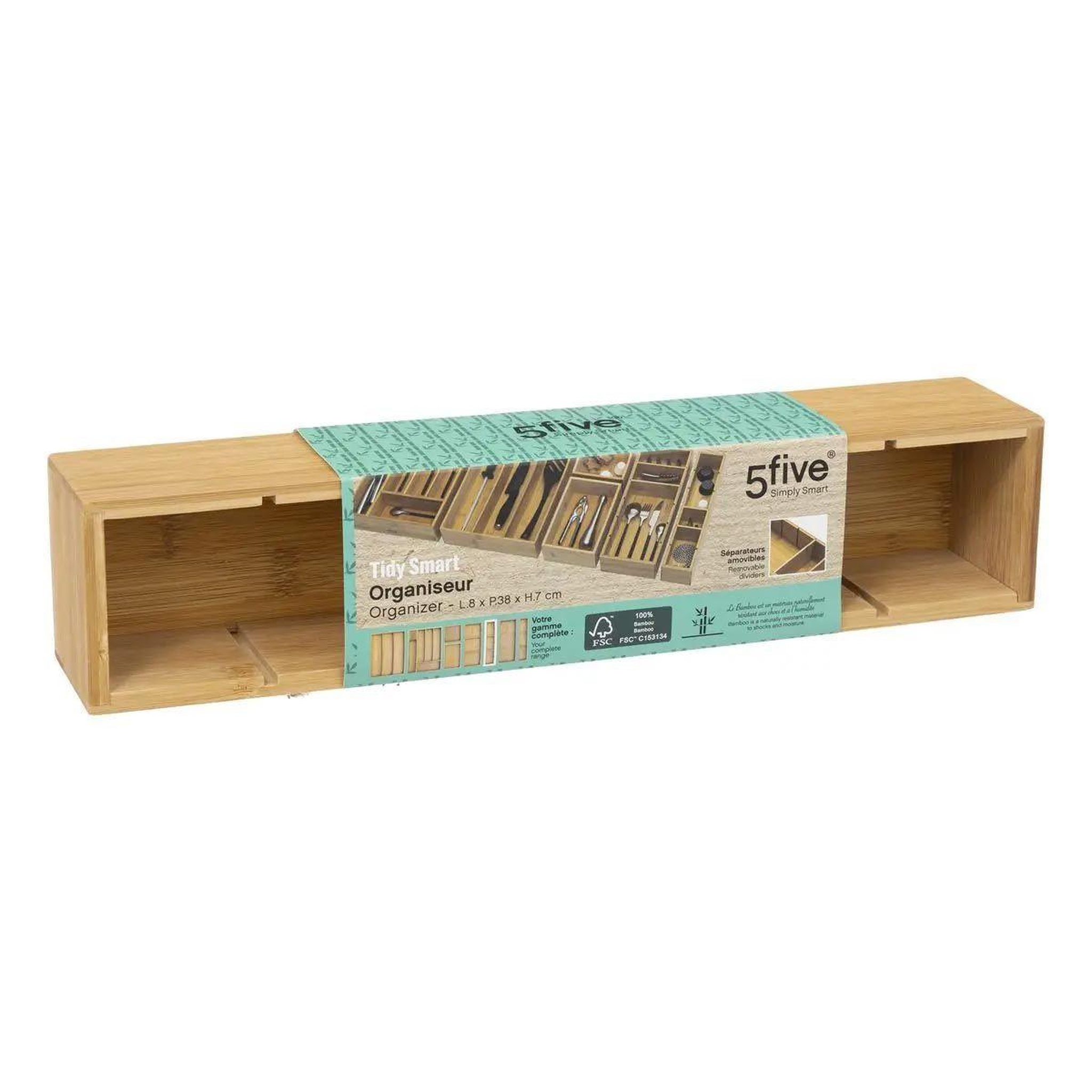 Voir la diapositive 5 : FIVE Organiseur bambou à compartiments  tidy smart  8x38cm naturel