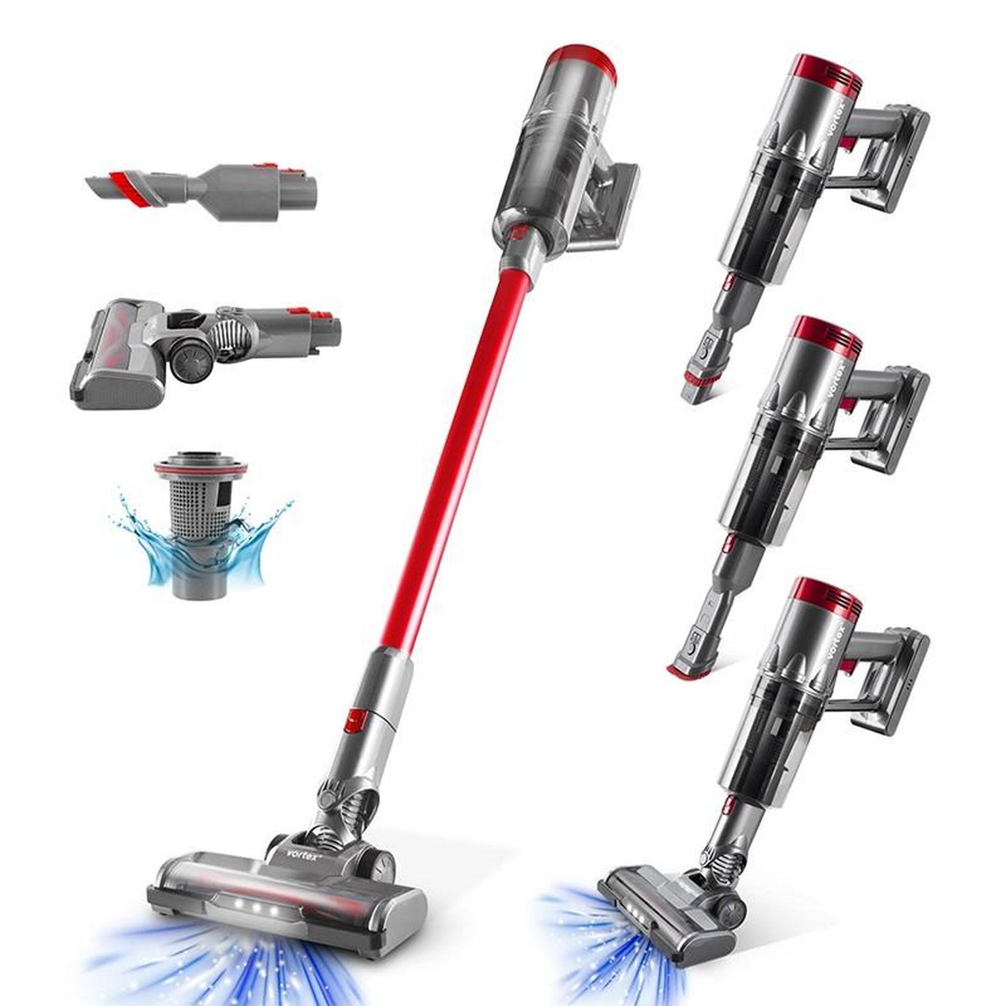 VORTEX Vortex - aspirateur balai cyclonique 2 en 1 - 130w - filtre hepa - autonomie(35min) - lumière led - indicateur de batterie