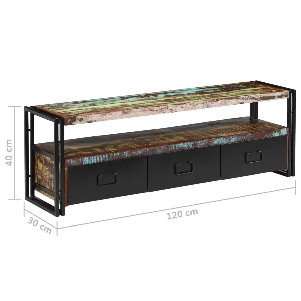 VIDAXL Meuble TV Bois de recuperation massif 120 x 30 x 40 cm