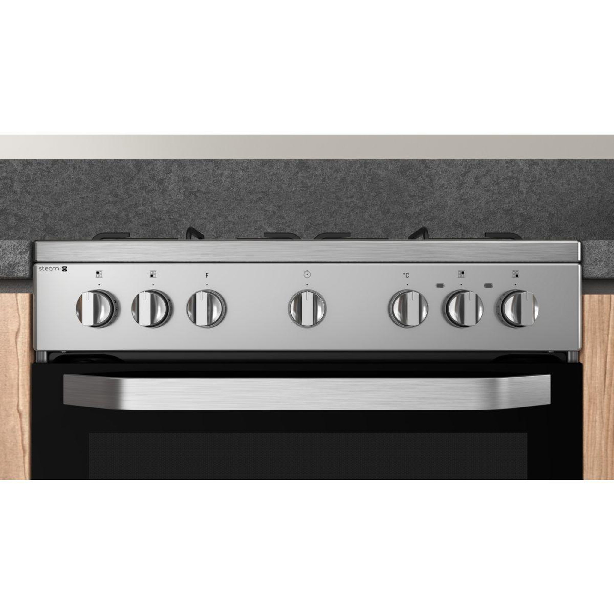 Voir la diapositive 3 : HOTPOINT Cuisinière mixte HS68M8PCX/FR