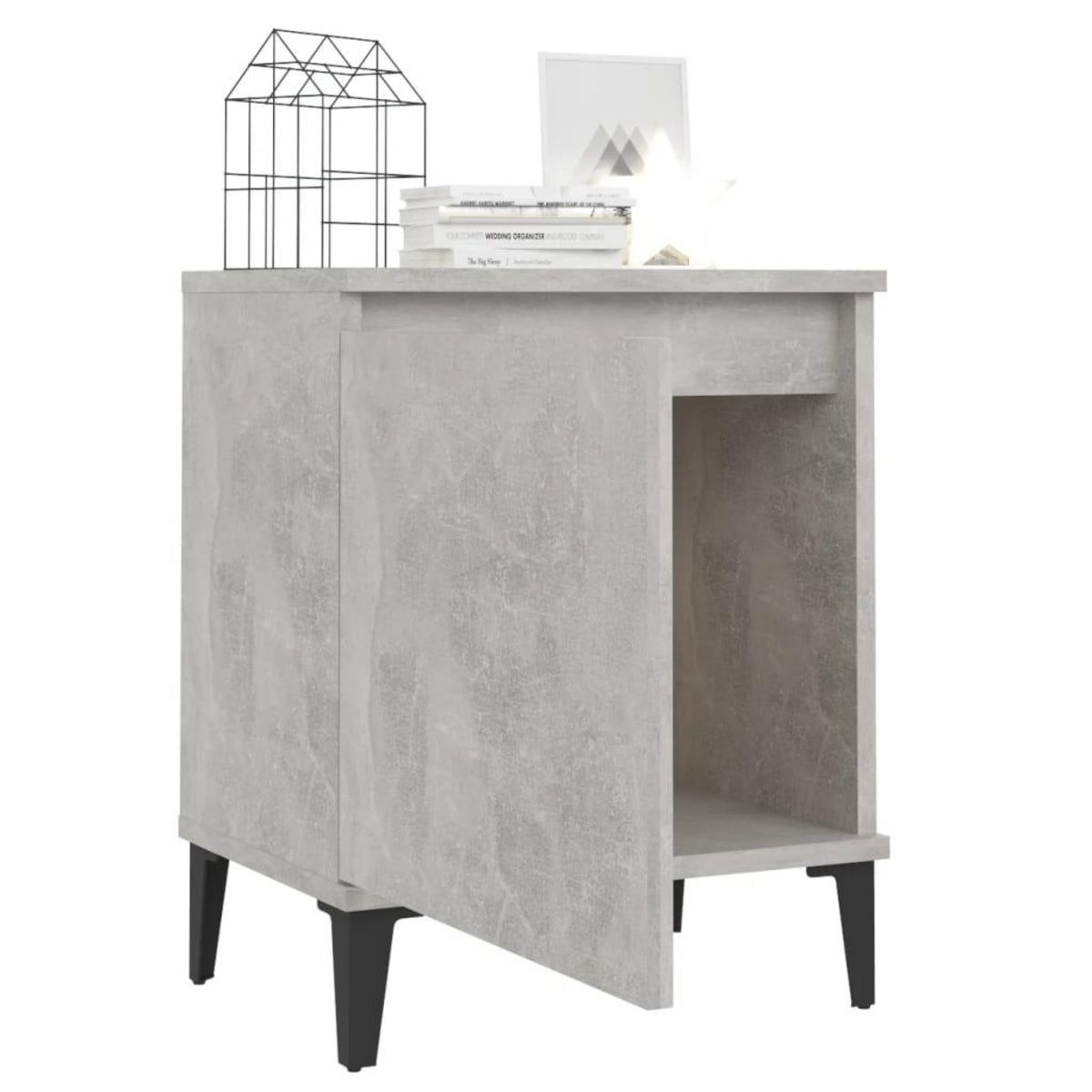 VIDAXL Tables de chevet avec pieds en metal gris beton 40x30x50 cm