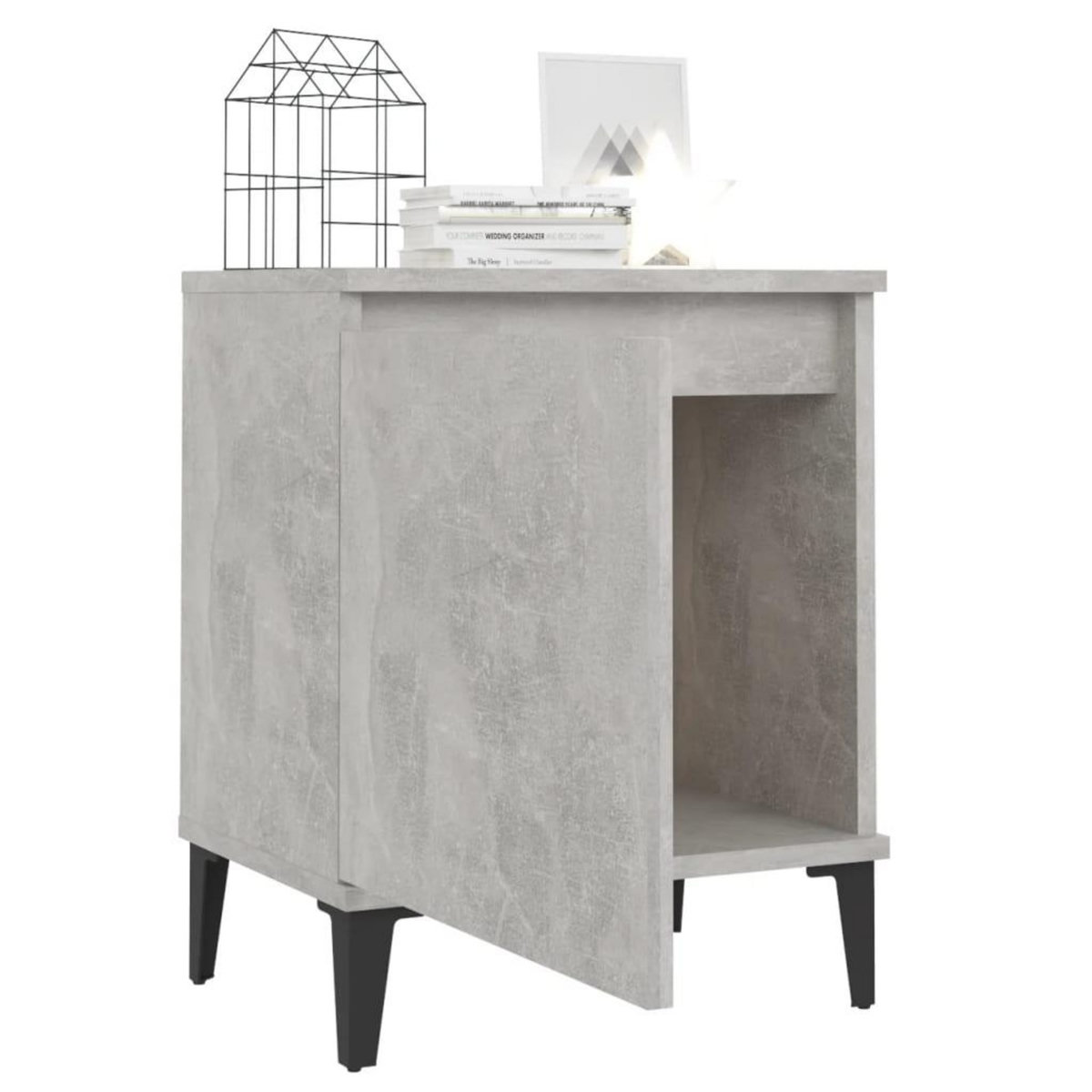 VIDAXL Tables de chevet avec pieds en metal gris beton 40x30x50 cm