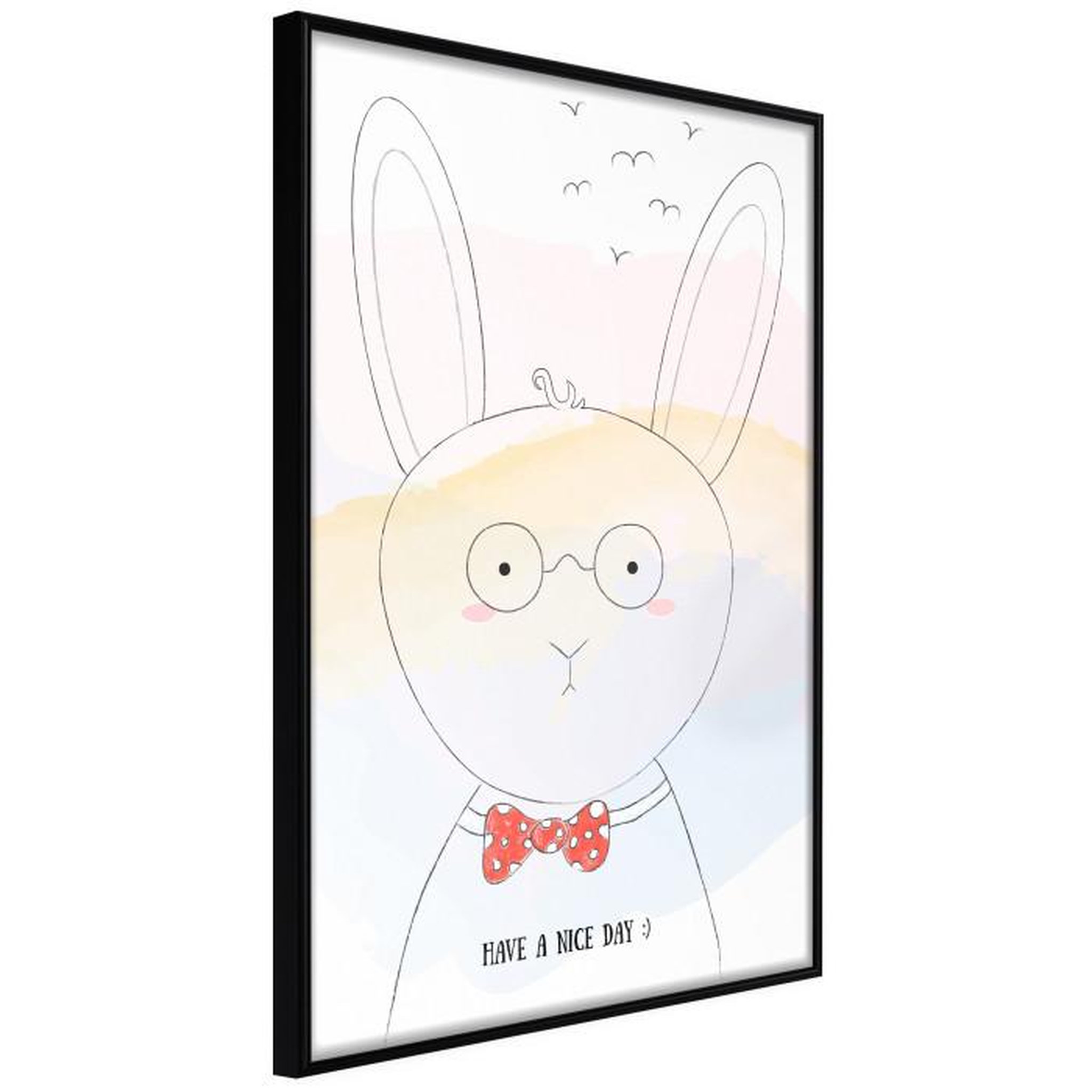 Paris Prix Affiche Murale Encadrée  Polite Bunny. Coloris disponibles : Noir, Jaune