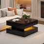 Voir la diapositive 4 : MERAX Table basse relevable carrée noir - 65x65 cm led panneau de particules