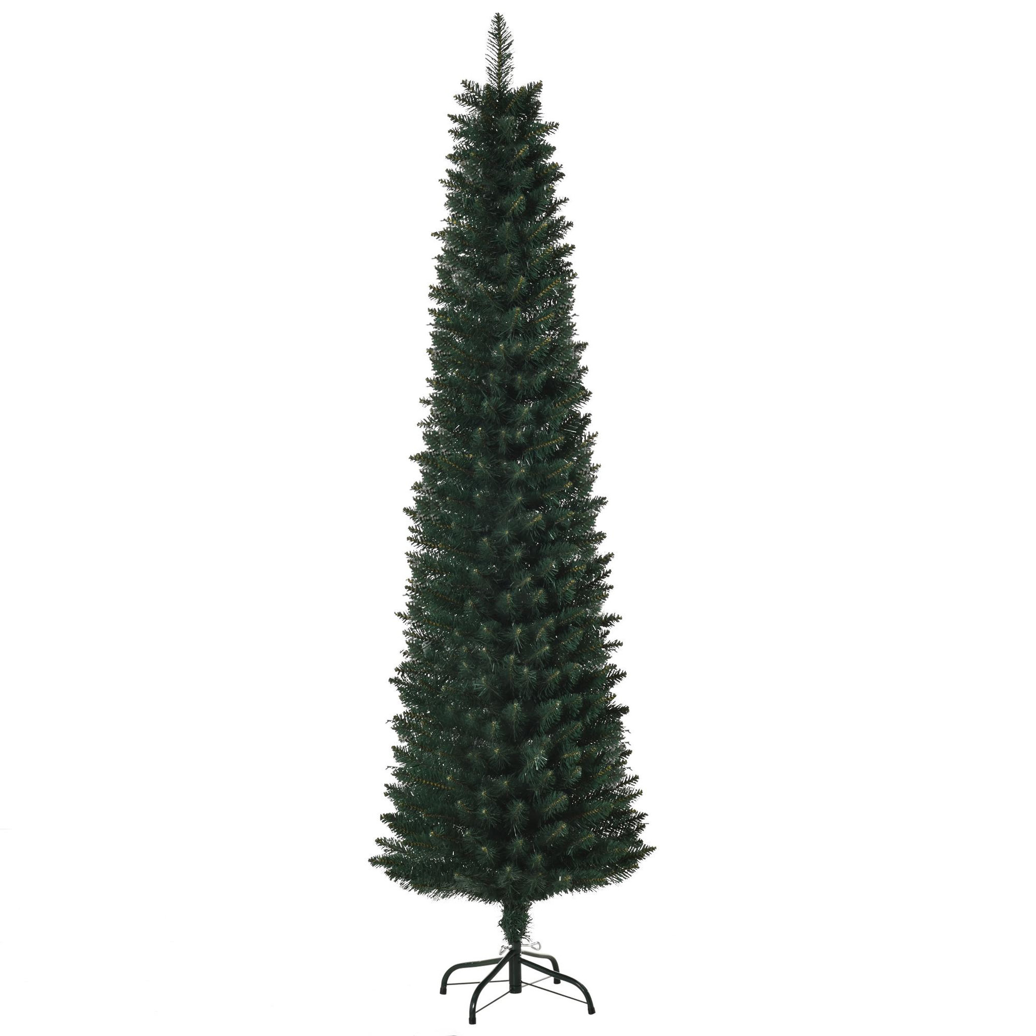 HOMCOM Sapin de Noël artificiel mince dia. 56xH.180 cm 380 branches grand réalisme support métal pliable antidérapant