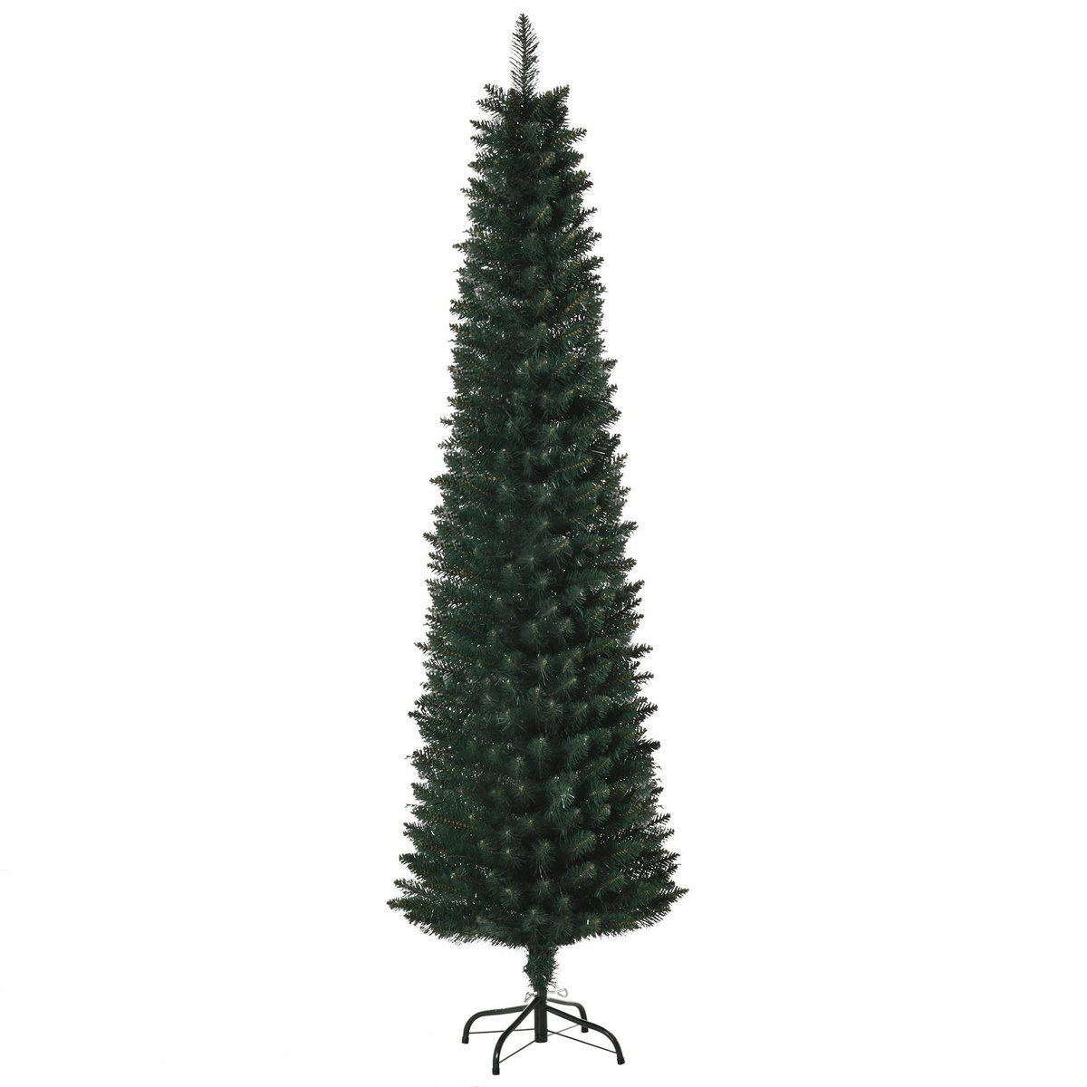 HOMCOM Sapin de Noël artificiel mince dia. 56xH.180 cm 380 branches grand réalisme support métal pliable antidérapant