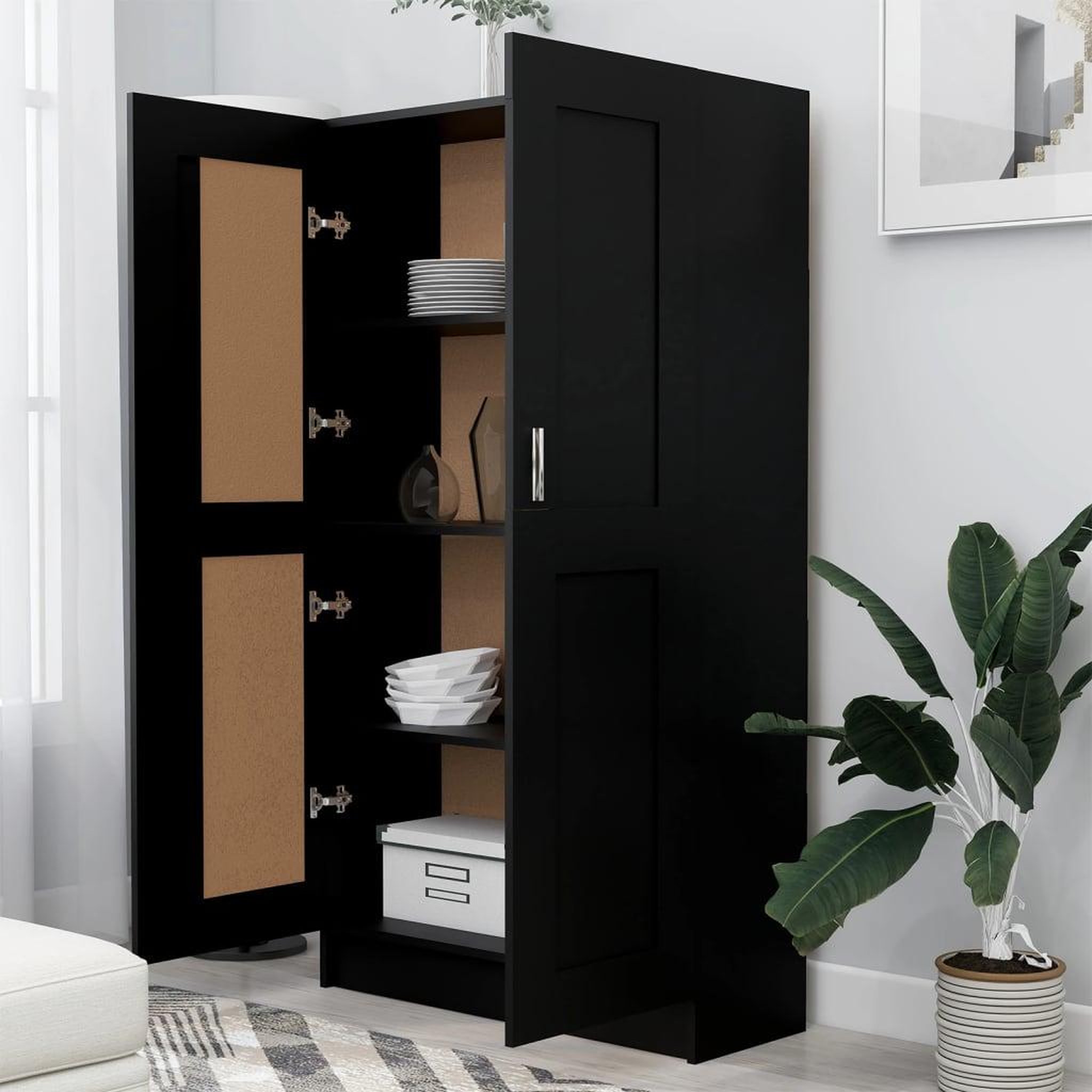 Voir la diapositive 3 : VIDAXL Bibliotheque Noir 82,5x30,5x150 cm Bois d'ingenierie