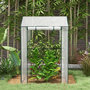 Voir la diapositive 4 : OUTSUNNY Serre de jardin 0,8 m² - 2 espaces, 2 portes enroulables - acier PE transparent