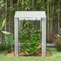 Voir la diapositive 4 : OUTSUNNY Serre de jardin 0,8 m² - 2 espaces, 2 portes enroulables - acier PE transparent