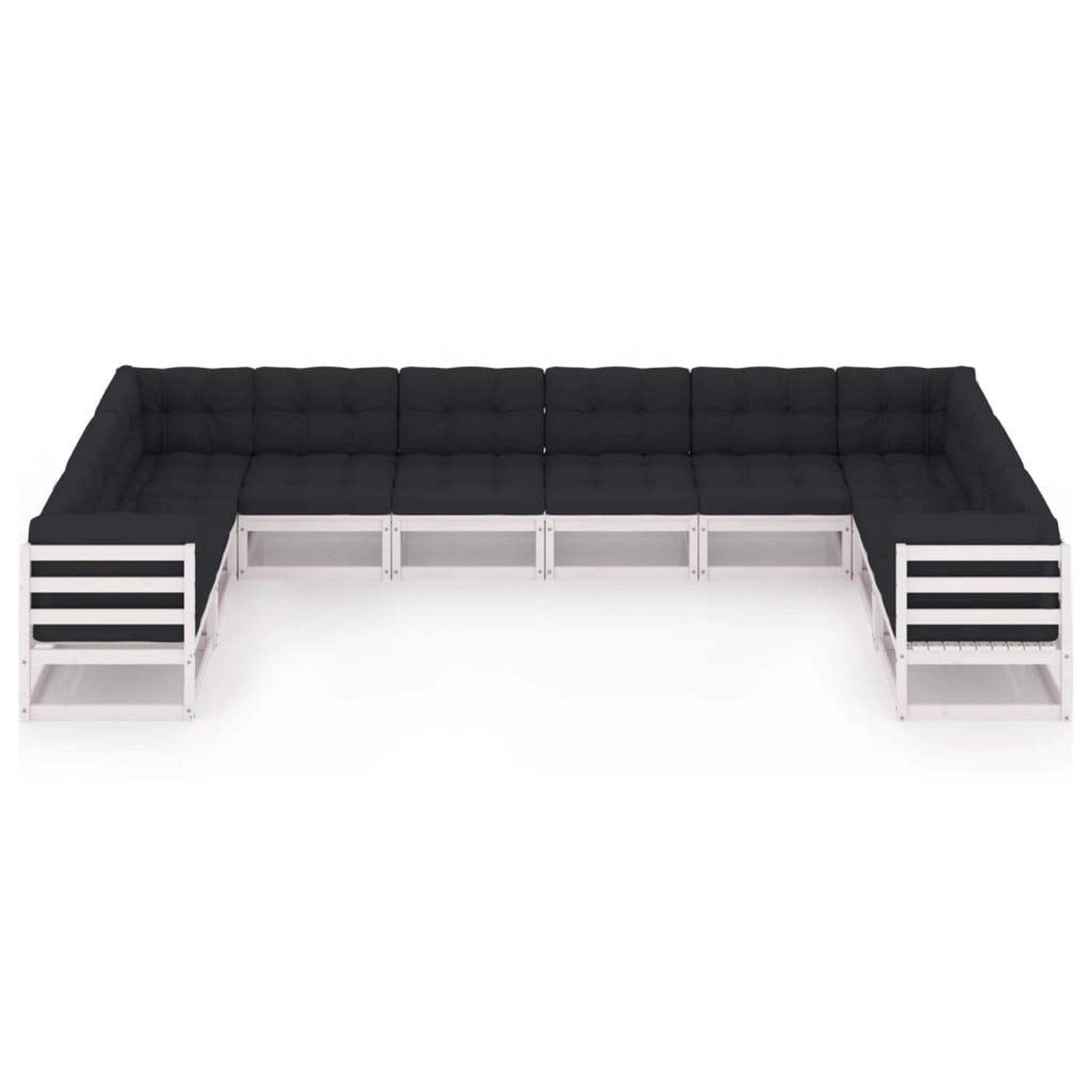Voir la diapositive 3 : VIDAXL Salon de jardin 10 pcs avec coussins Blanc Bois de pin massif