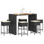 Voir la diapositive 1 : VIDAXL Ensemble de bar de jardin 7 pcs avec coussins noir poly rotin