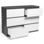 Voir la diapositive 4 : ID MARKET Commode 6 tiroirs TOMI 110 cm bois gris et blanc