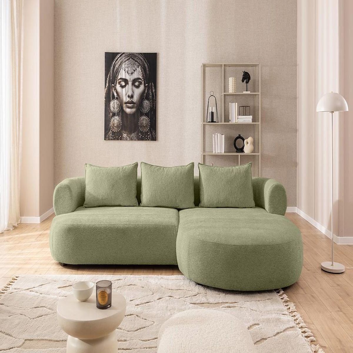 LISA DESIGN Angela - canapé d'angle droit 4 places en velours texturé