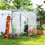 Voir la diapositive 4 : OUTSUNNY Serre de jardin aluminium polycarbonate 2,5 m² dim. 1,92L x 1,31l x 2H m lucarne réglable fondation porte coulissante