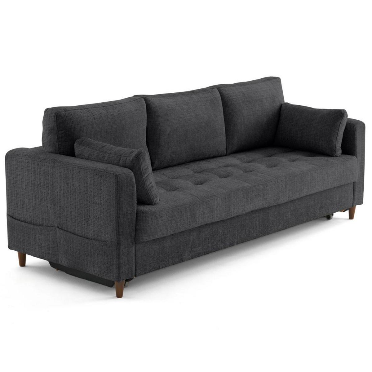 LISA DESIGN Anna - canapé droit 3 places convertible avec poche en velours texturé