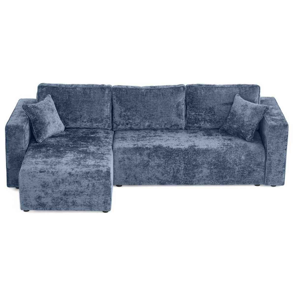 BEST MOBILIER Topaze - canapé d'angle réversible 4 places convertible avec coffre en velours à relief texturé