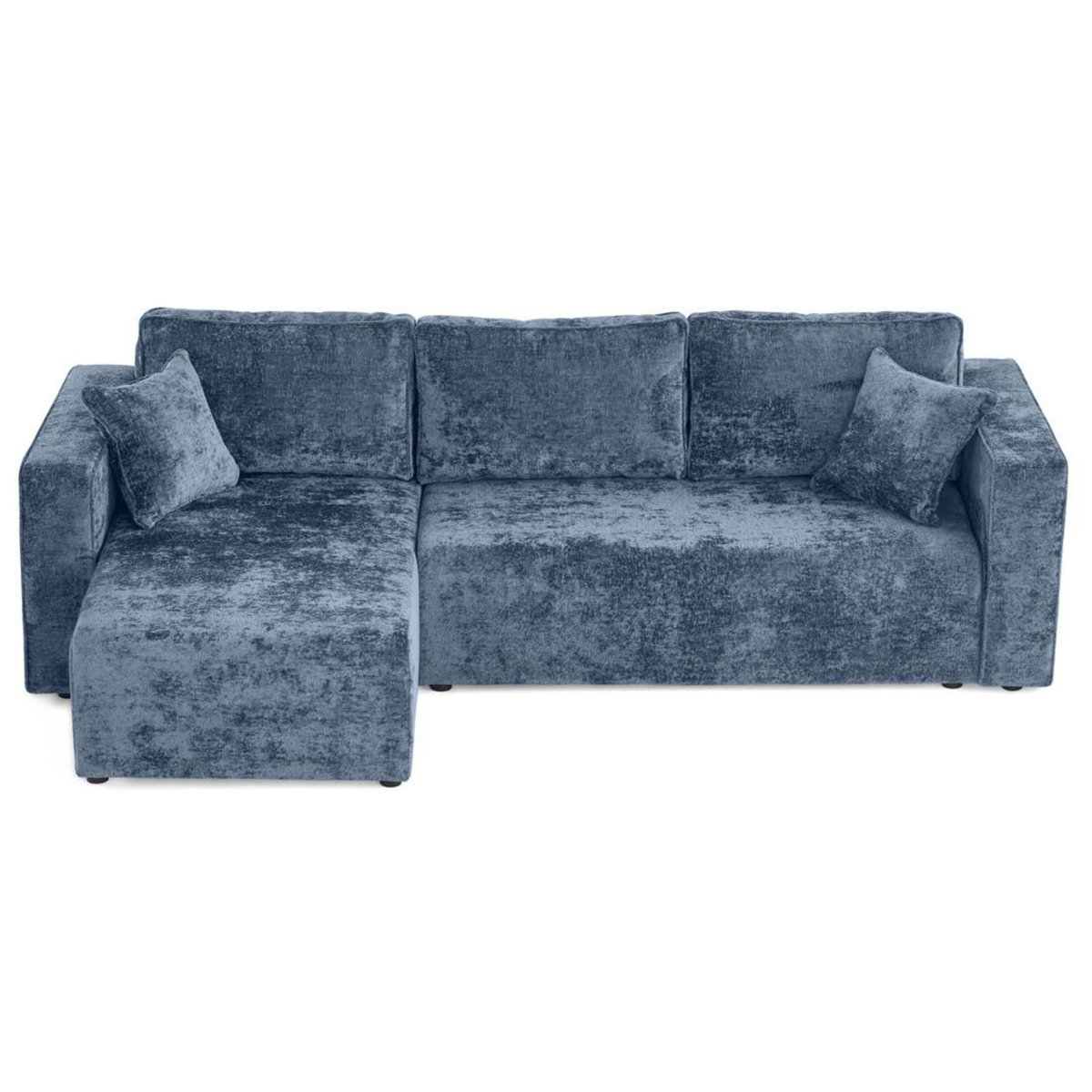 BEST MOBILIER Topaze - canapé d'angle réversible 4 places convertible avec coffre en velours à relief texturé