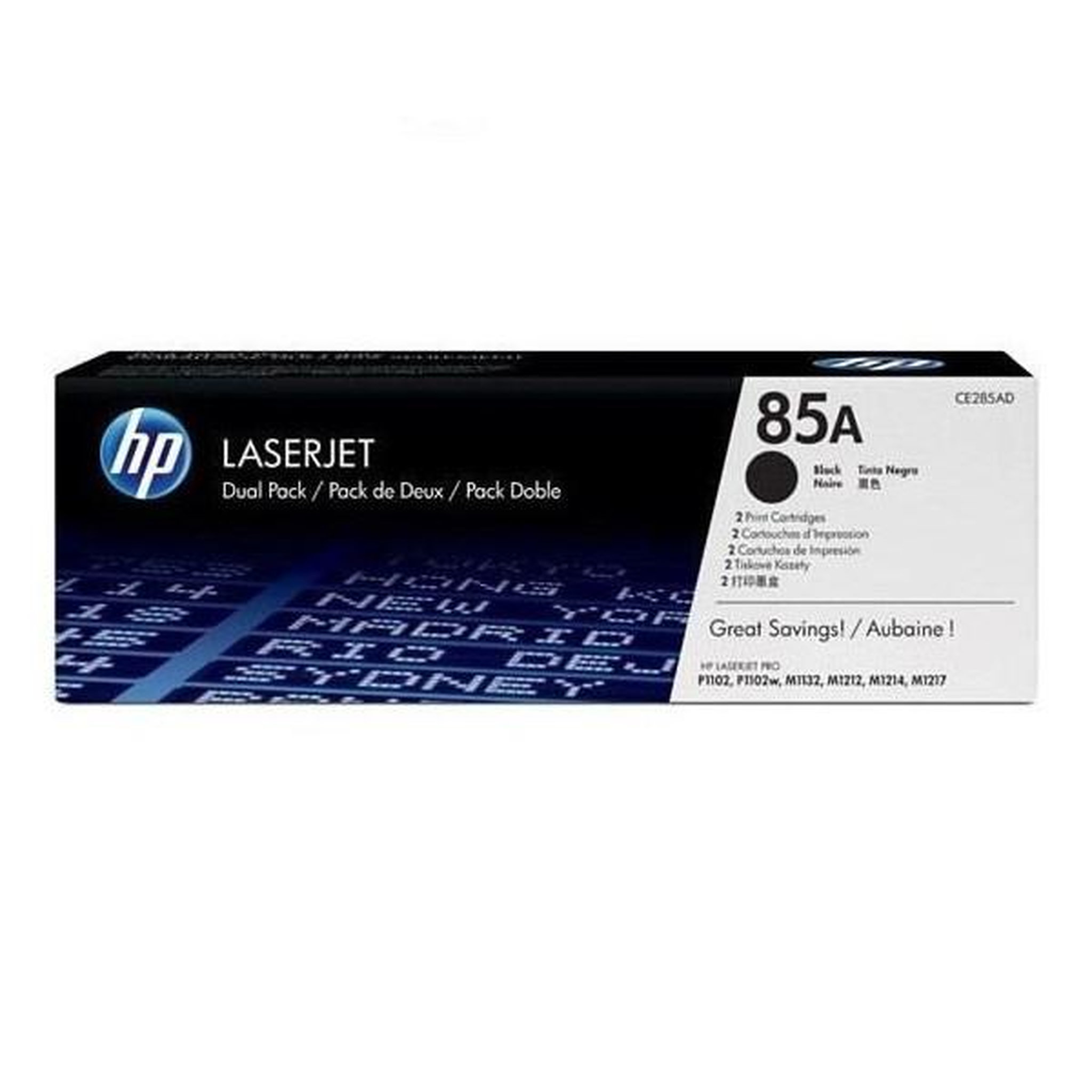HP Cartouche de toner HP 85A (CE285AD) noir pour imprimantes LaserJet P1102/P1106/M1132MFP/M1212MFP/M1217MFP