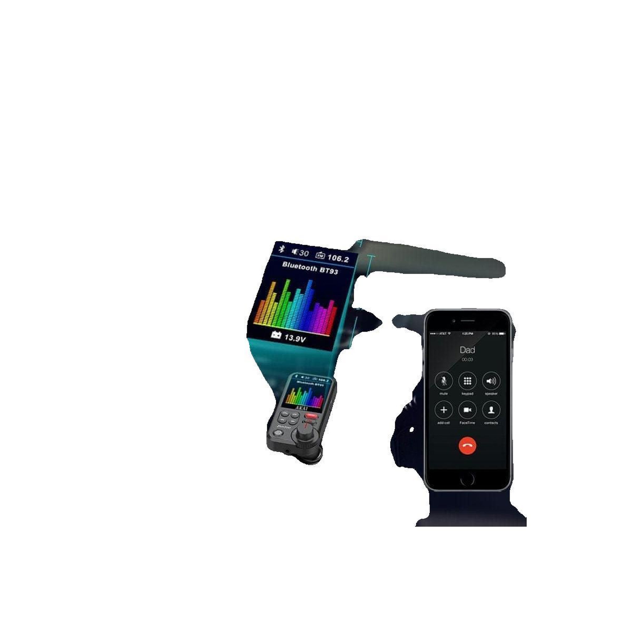 Voir la diapositive 3 : AKAI Émetteur FM Akai FMT-93BT avec microphone intégré