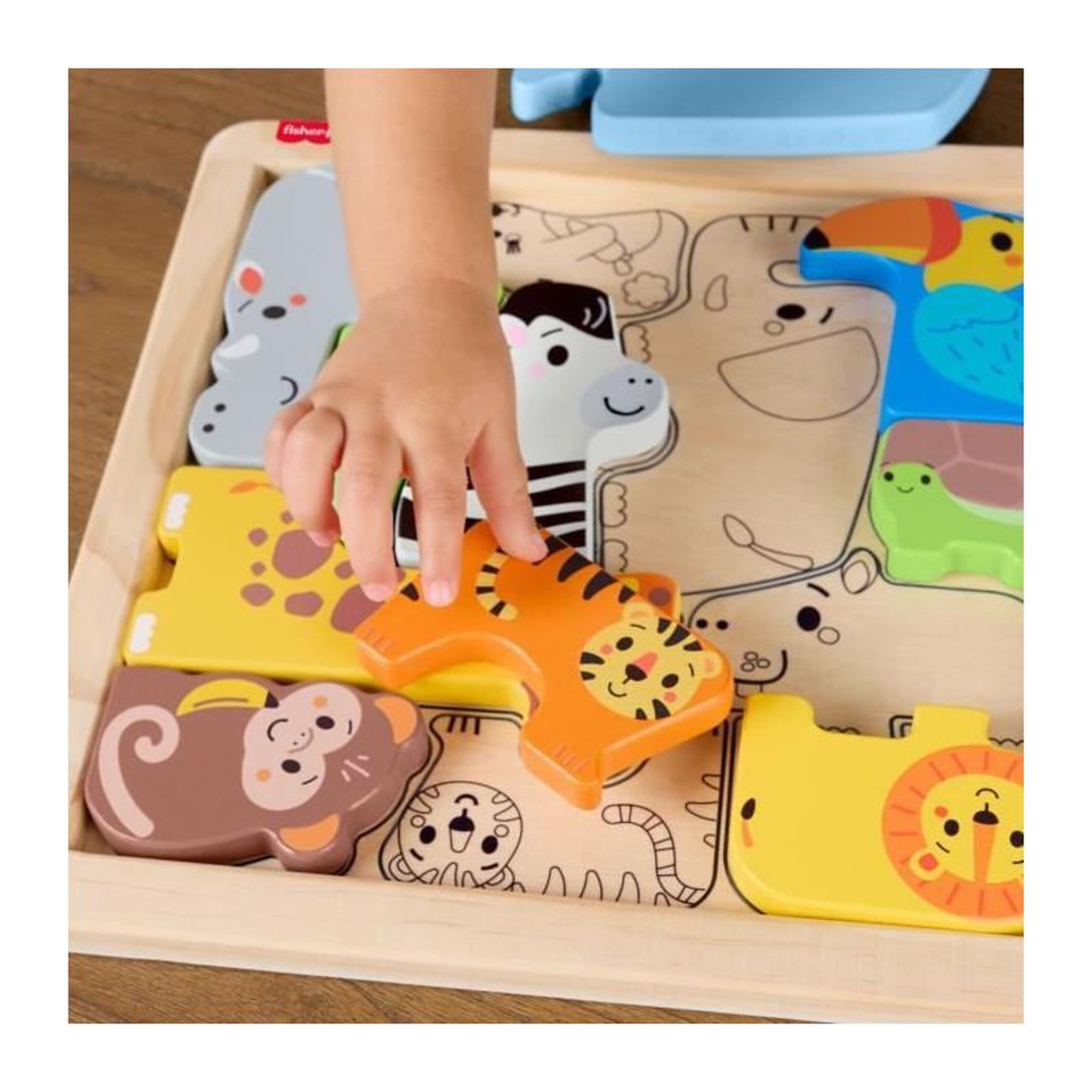 Voir la diapositive 6 : FISHER PRICE Jeu éducatif en bois Animaux – Tri de formes 13 pièces – Apprentissage des couleurs et formes – Dès 1 an – Fisher-Price