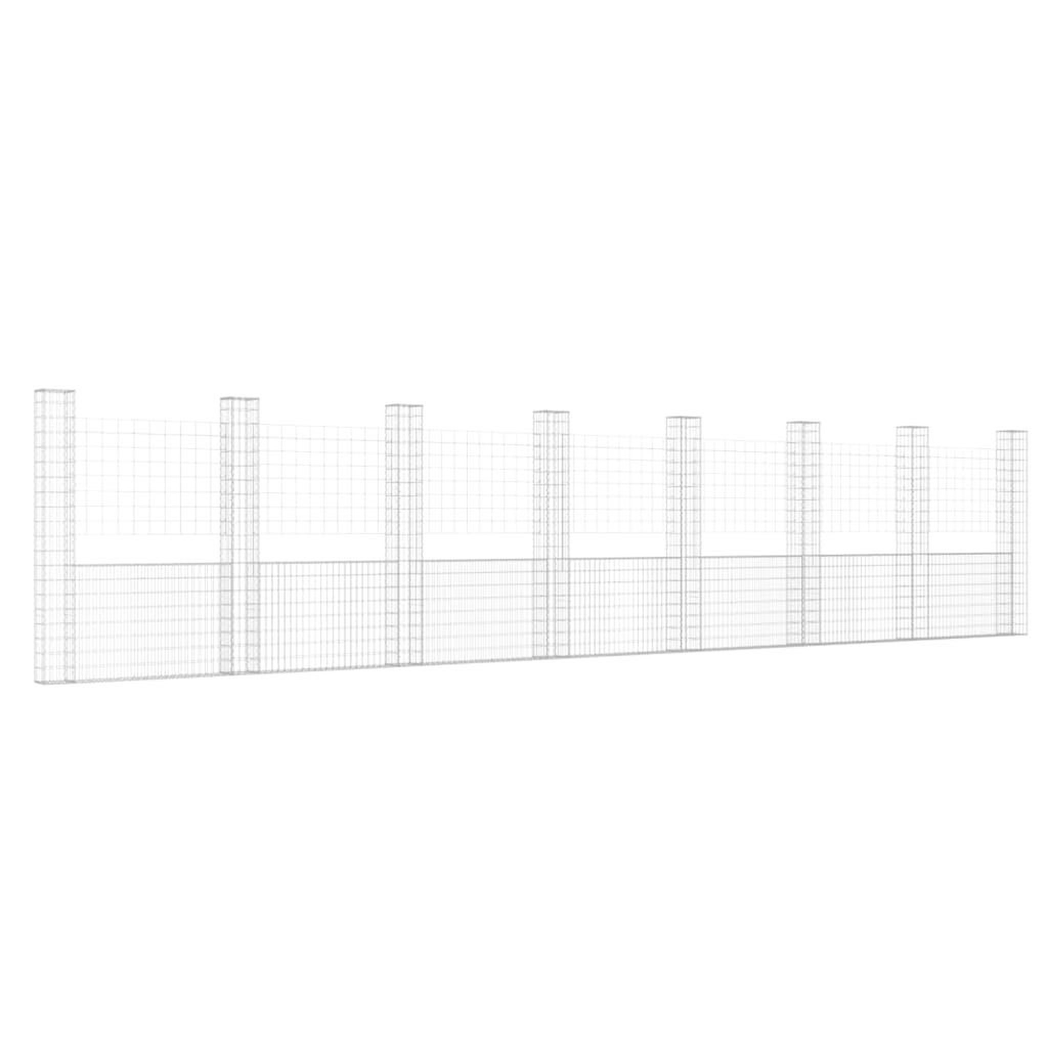 Voir la diapositive 2 : VIDAXL Panier de gabion en forme de U avec 8 poteaux Fer 860x20x200 cm