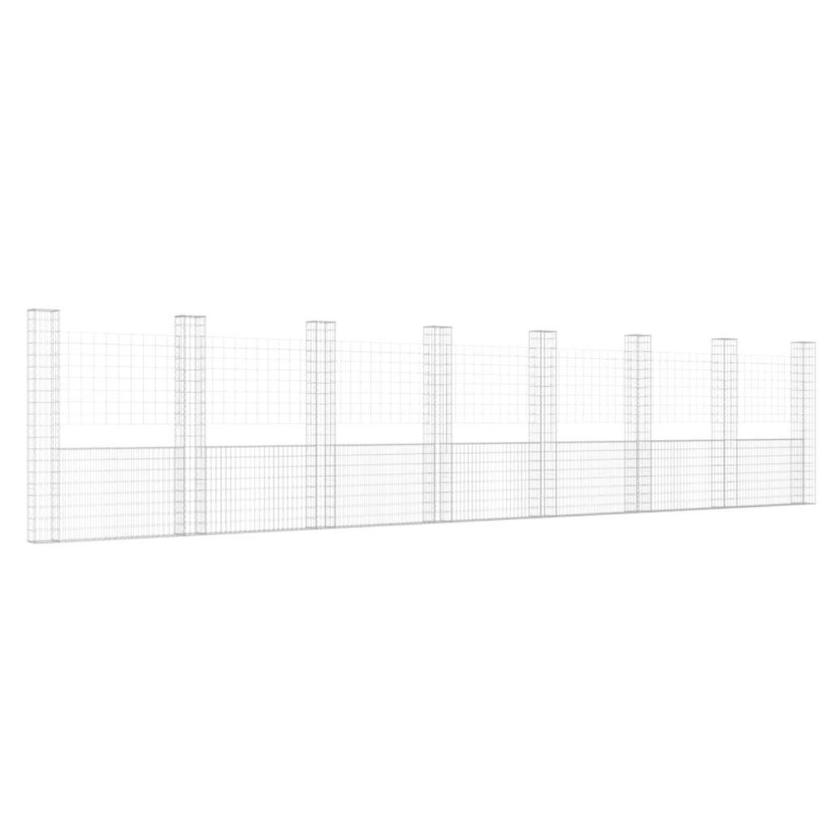 VIDAXL Panier de gabion en forme de U avec 8 poteaux Fer 860x20x200 cm
