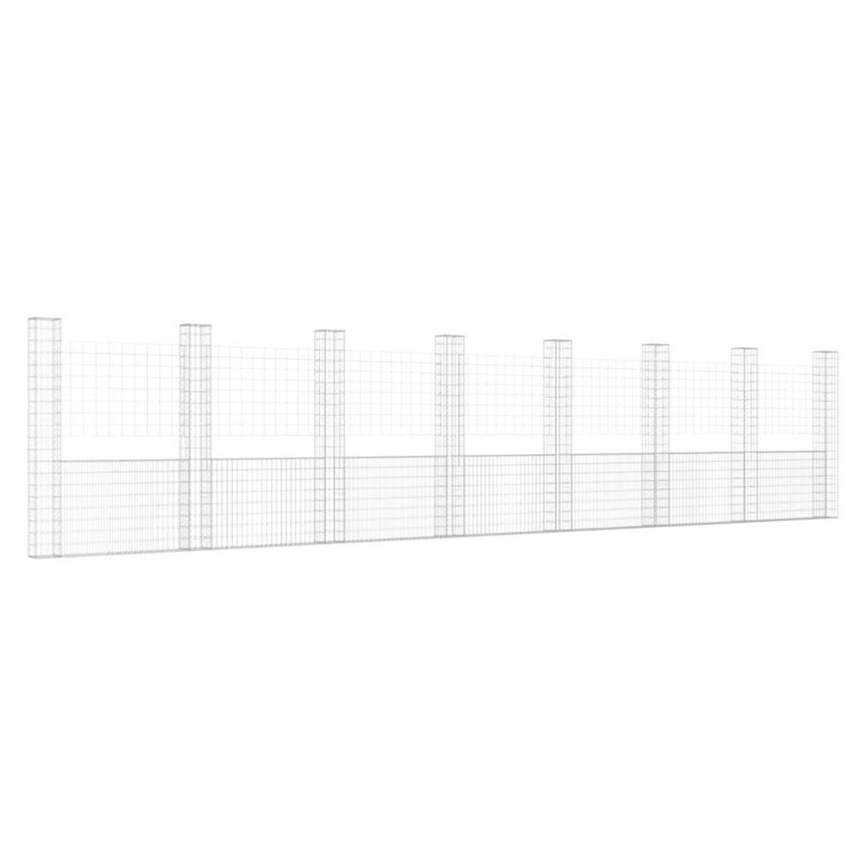 VIDAXL Panier de gabion en forme de U avec 8 poteaux Fer 860x20x200 cm