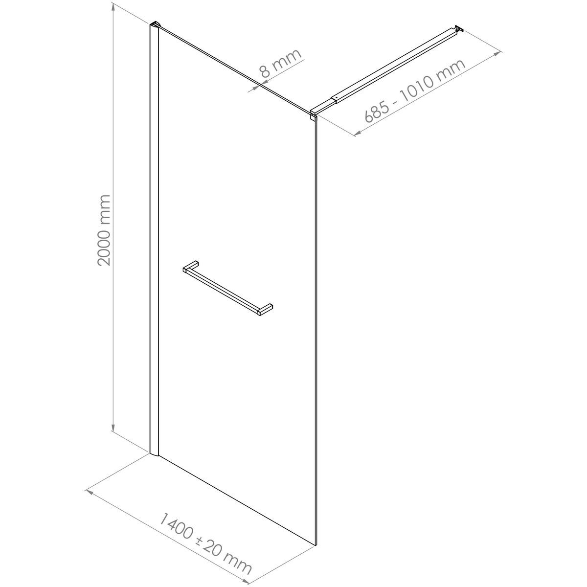 ONDEE Paroi de douche italienne INDUS 140x200x0,8cm