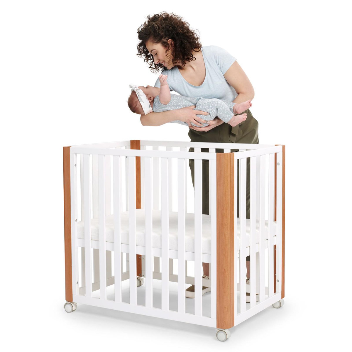 KINDERKRAFT Lit bébé multifonction 4 en 1 avec matelas et roulettes pour un usage pratique