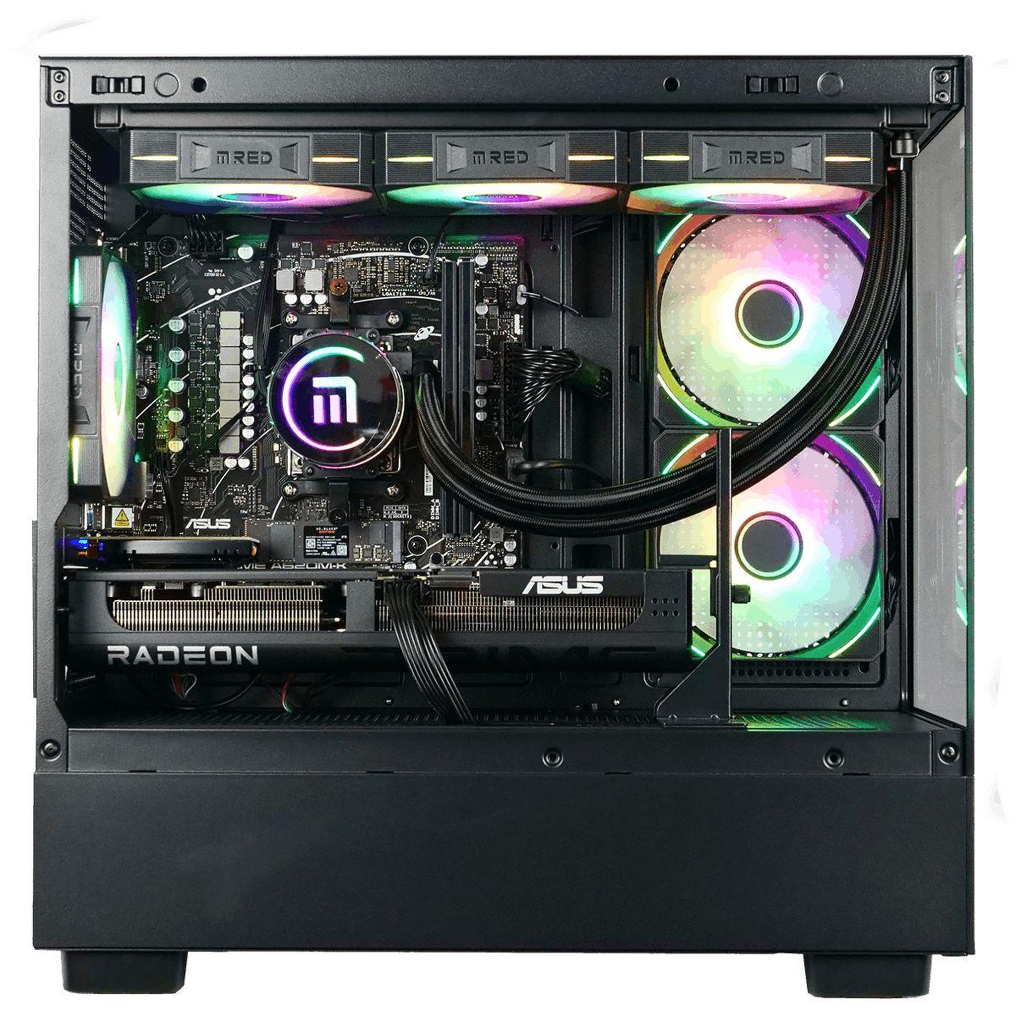 Voir la diapositive 3 : MRED Pc gamer cbt100-01 - amd ryzen 7 8700f - amd radeon rx 9060 xt - 32 go ram ddr5 - ssd 2 to