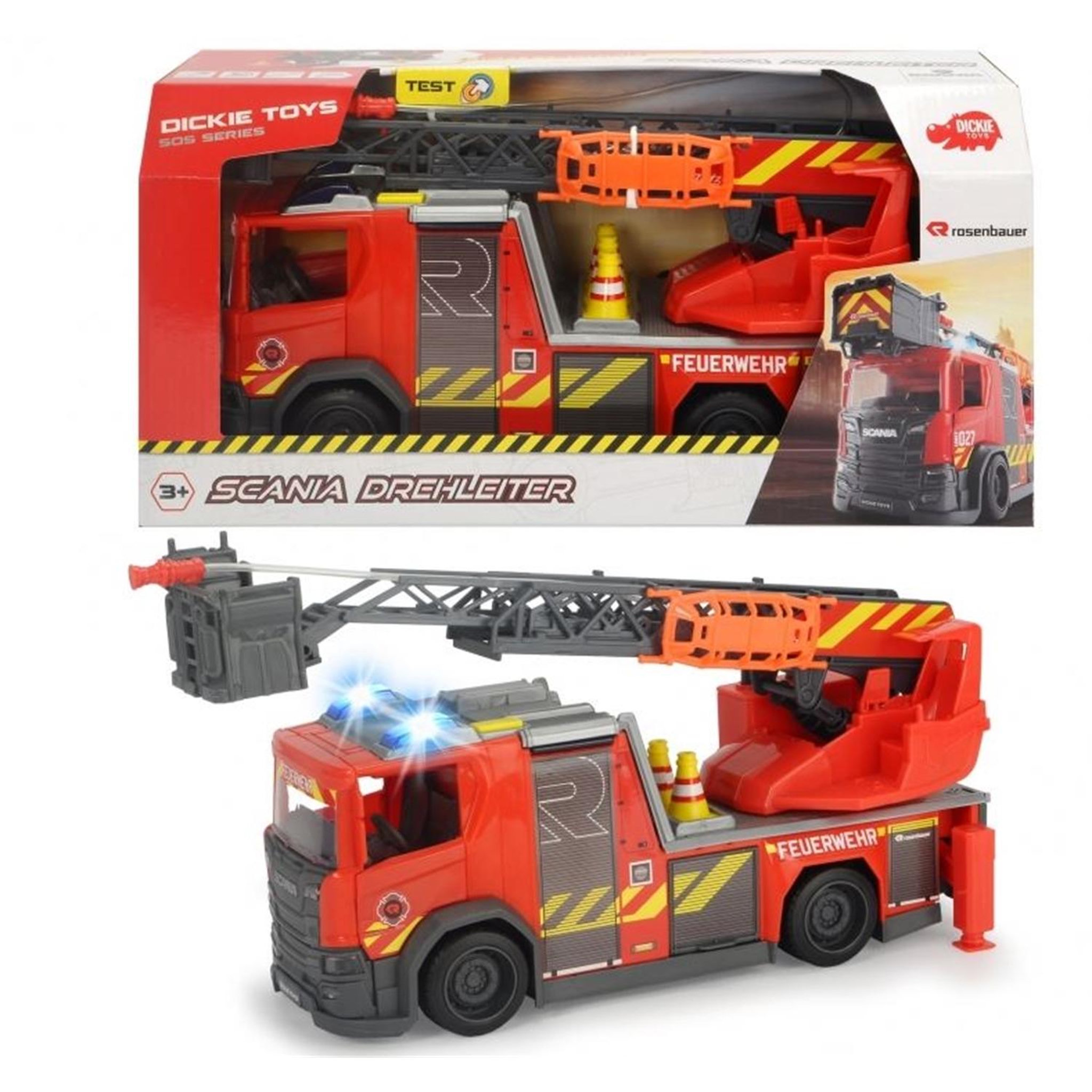 Voir la diapositive 2 : Dickie Toys Camion de pompiers à échelle tournante