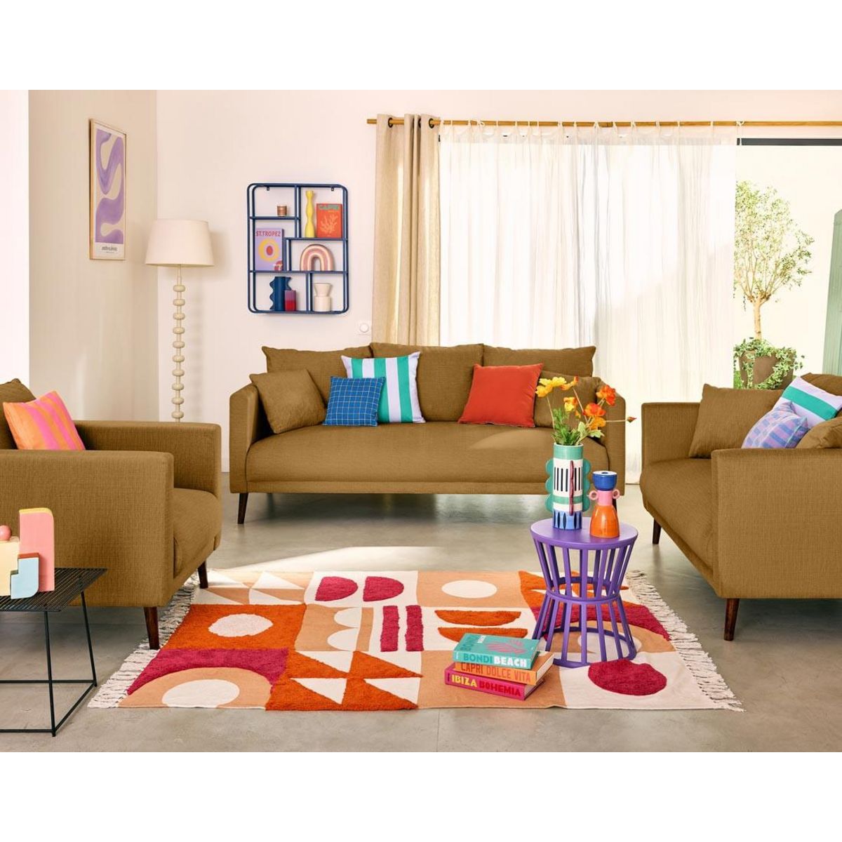 LISA DESIGN Ostrava - canapé droit 2 places en velours pieds en bois