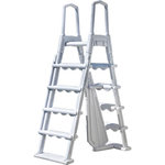 GRE Échelle de sécurité moulé avec plateforme pour piscine de hauteur 120 cm/132 cm - blanc