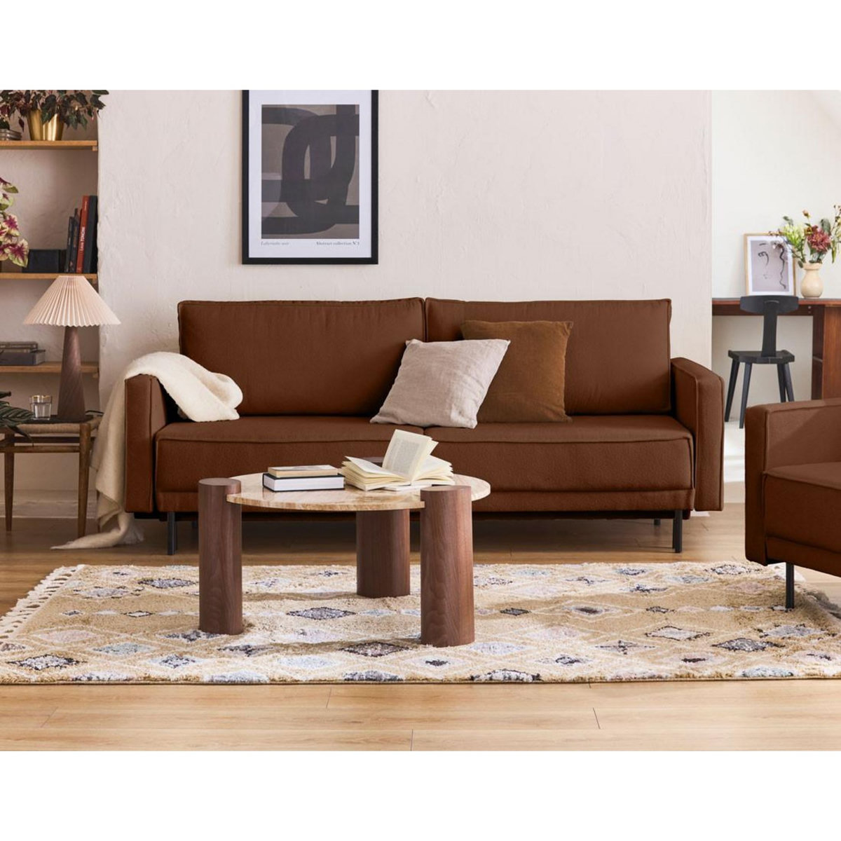 LISA DESIGN Charlie - canapé droit 3 places - convertible avec coffre - en tissu