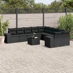 VIDAXL Salon de jardin 11 pcs avec coussins noir resine tressee