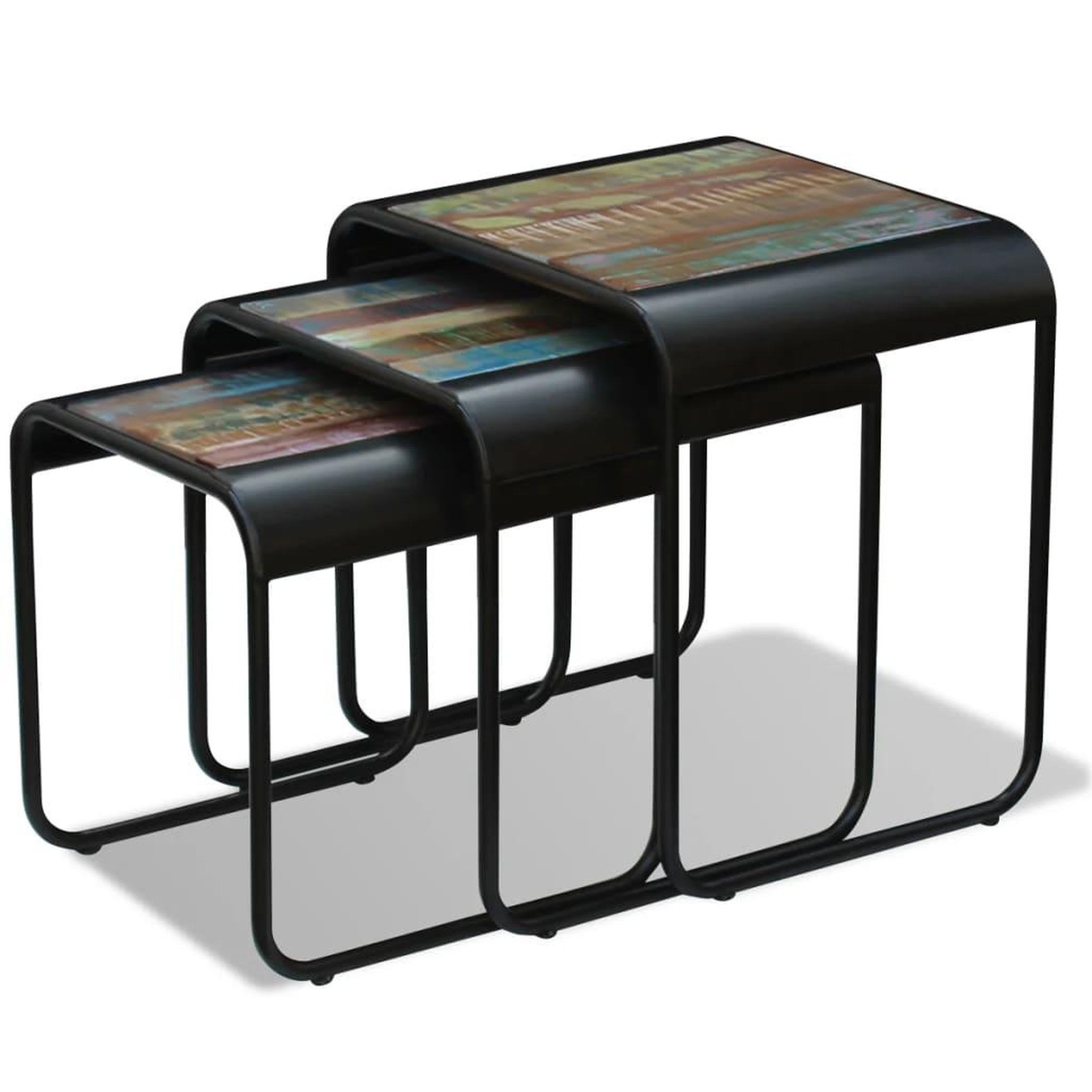 Voir la diapositive 5 : VIDAXL Tables gigognes 3 pcs Bois de recuperation massif