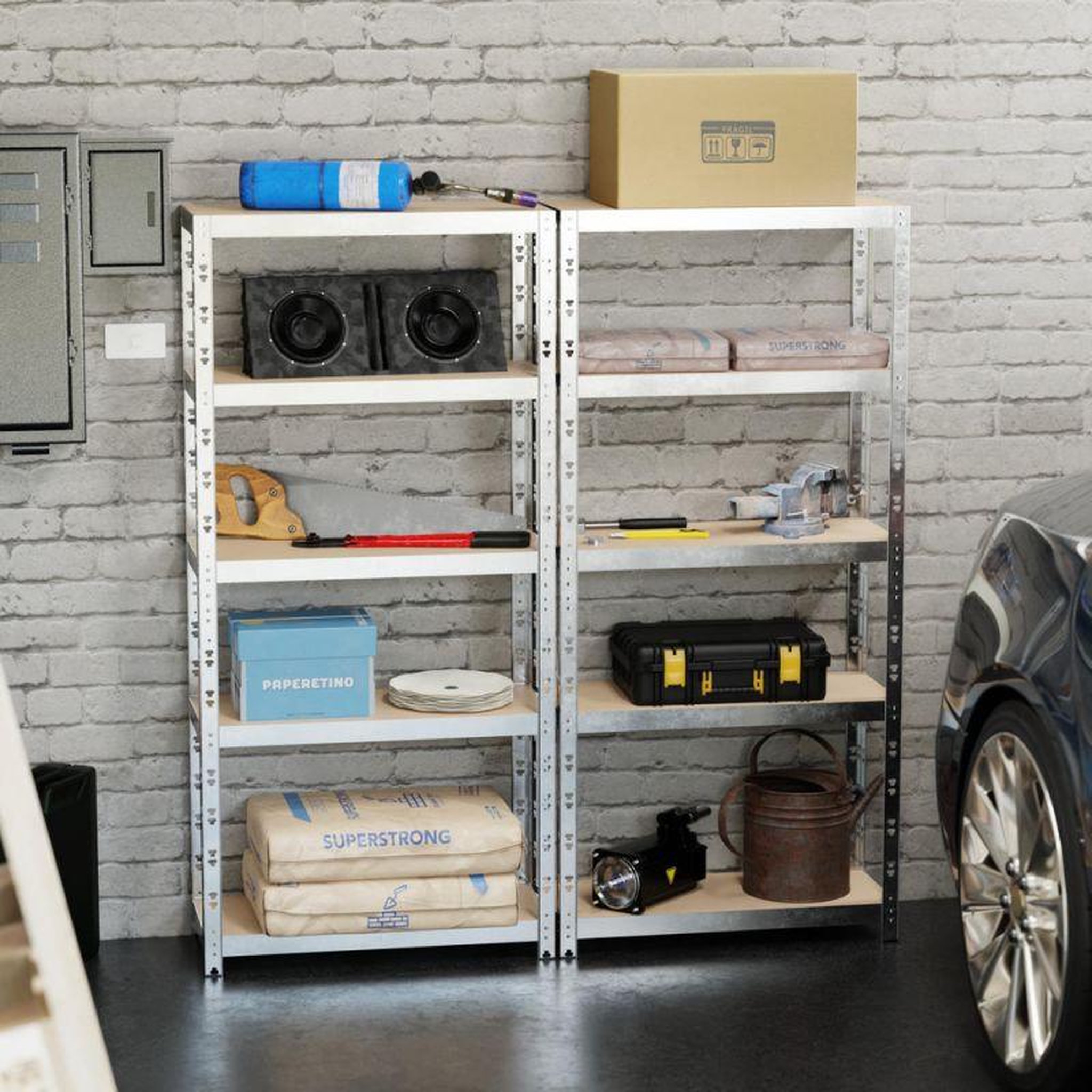 Voir la diapositive 2 : EUROSPEN Lot de 2 Etagères de rangement modulables et polyvalentes pour atelier, garage, cave... Charge Lourde max 500kg x2